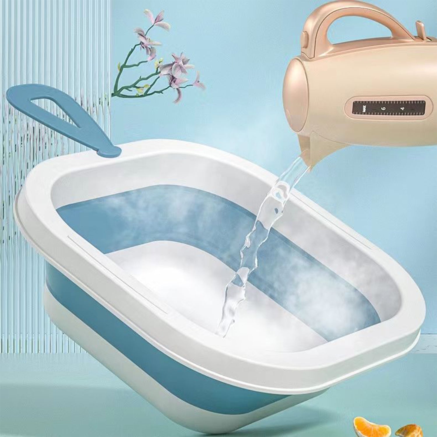 17511 Wash Basin, Space Saving Multi Function Foldable Baby Wash basin Easy Clean Lightweight Thicken for Washing Face for Home (28×28 Cm / 1 pc)
