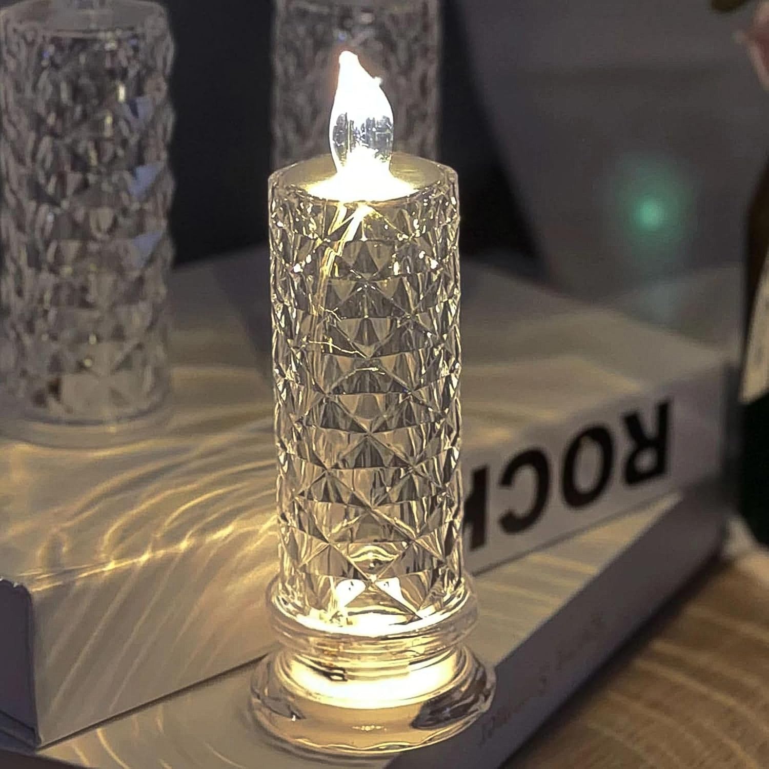 Rose Candles for Home Decoration, Crystal Candle Lights, Diwali