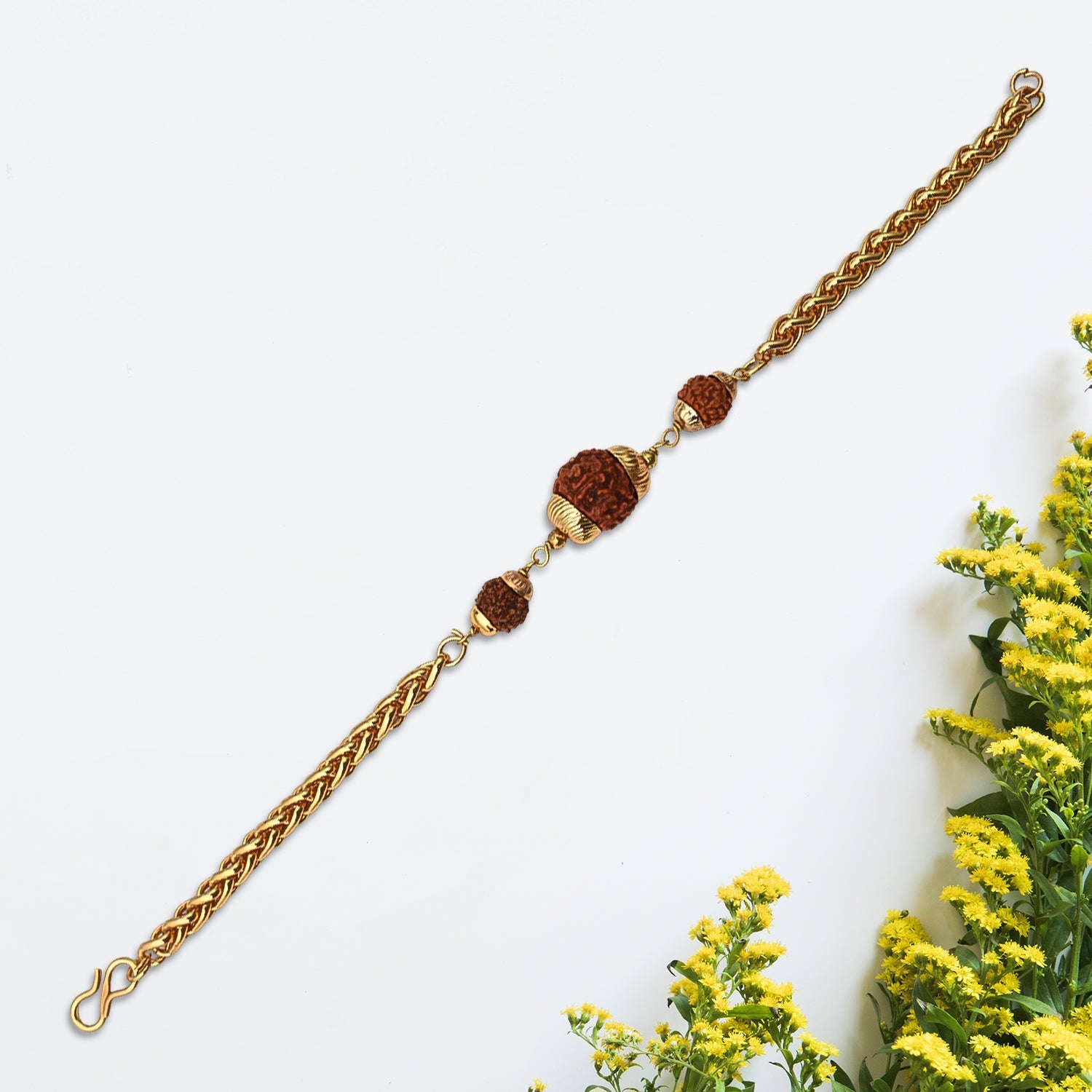 Golden Rudraksha Rakhi Bracelet (1 Pc)