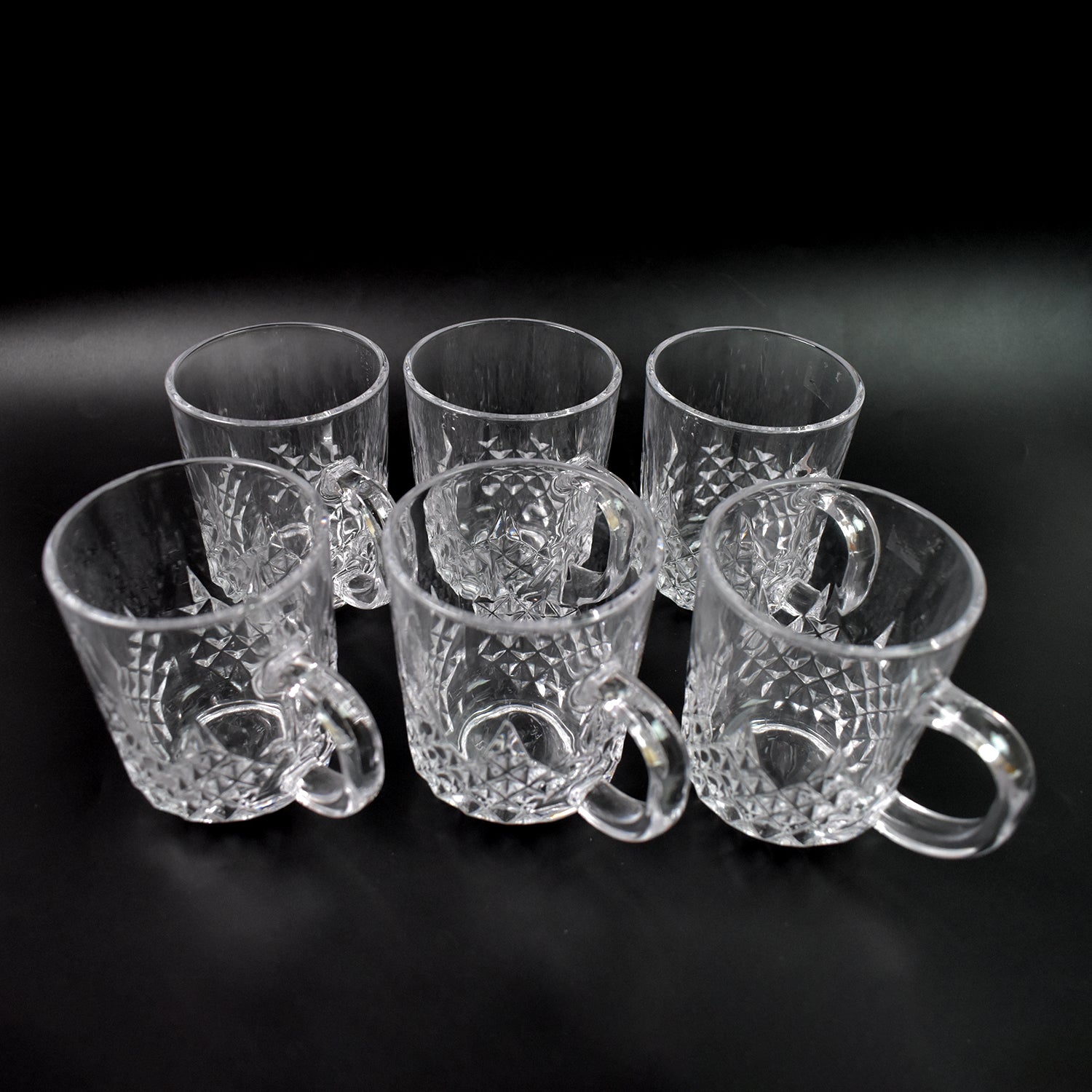 Glass Coffee & Tea Cup / Mug With Handle (6 pcs Set)