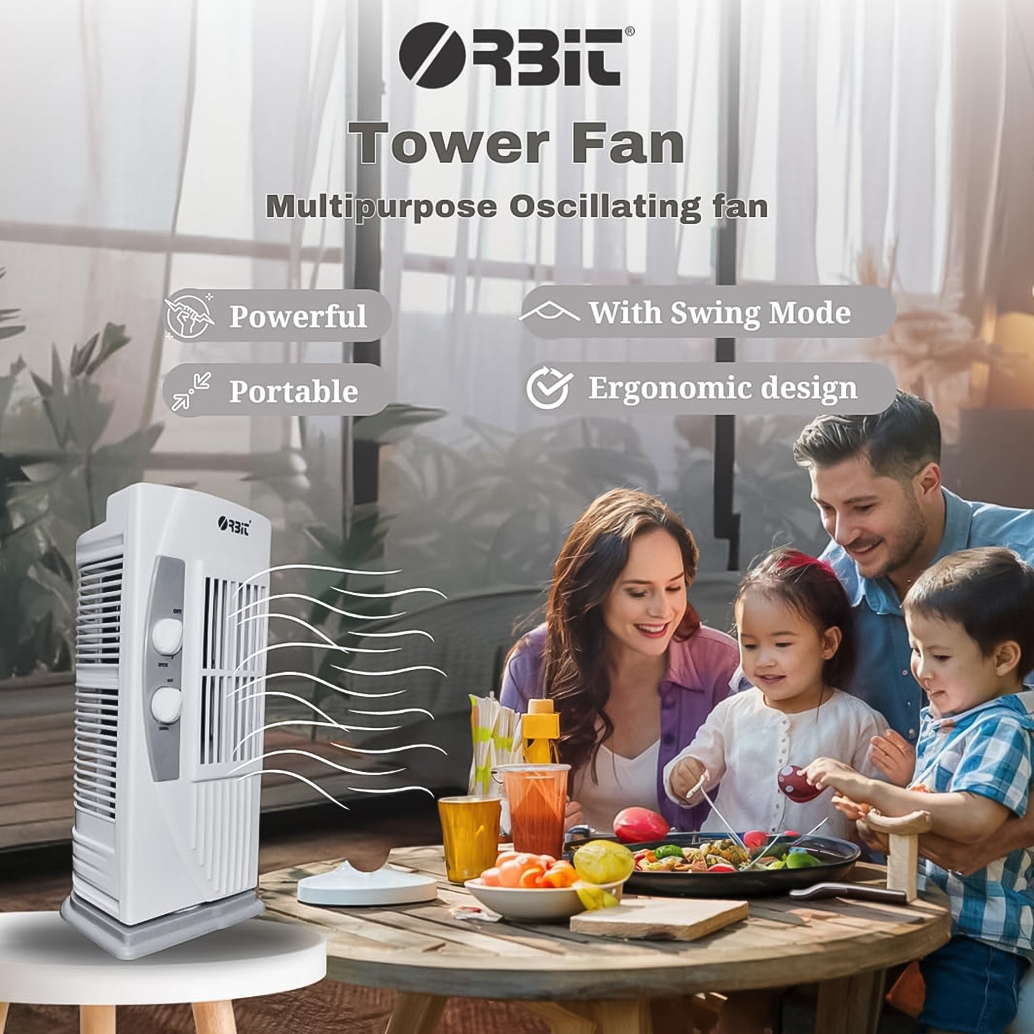 Orbit Portable Micro Oscillating Tower Fan