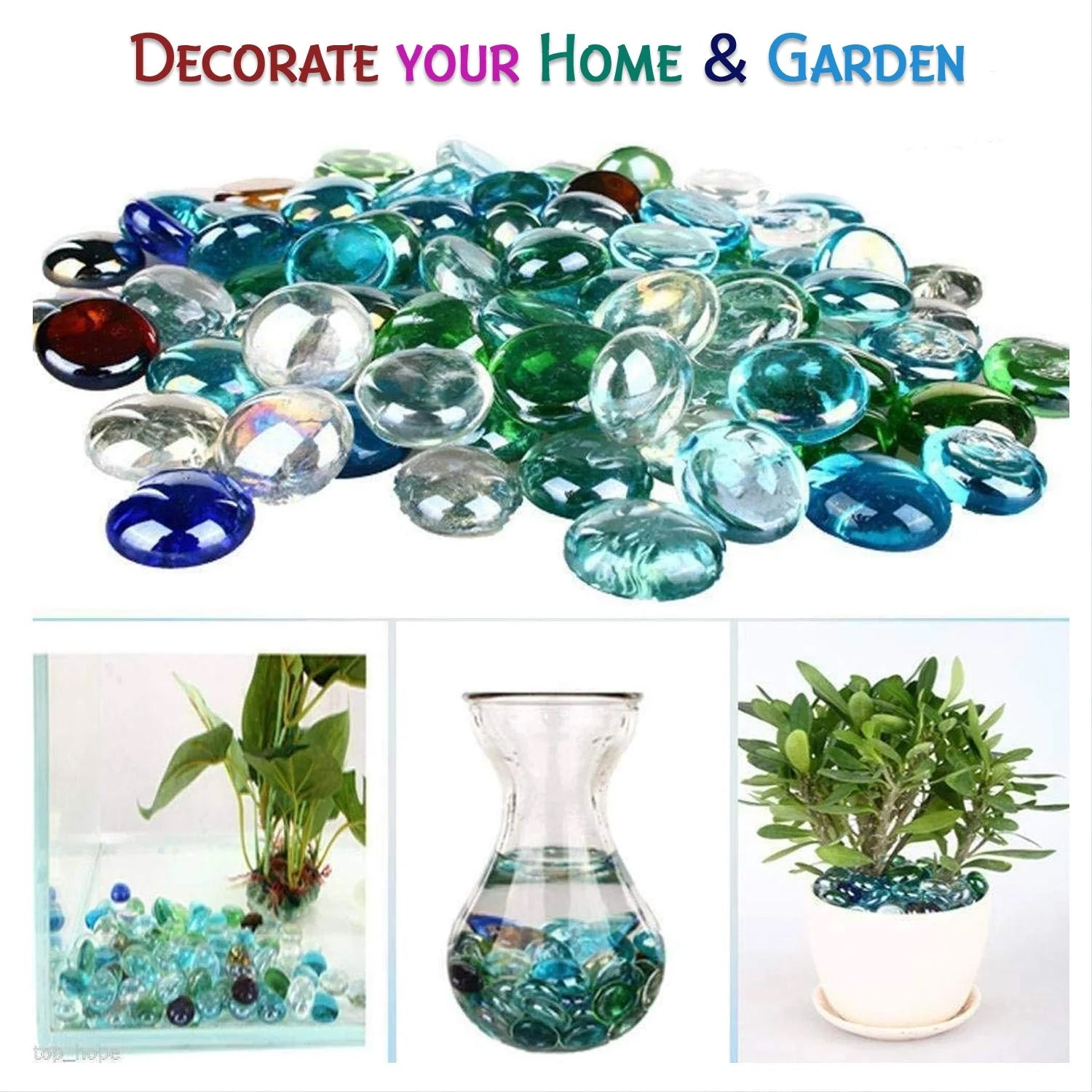 Multi-Color Decorative Stone for Garden / Lawn / Aquarium Fish Tank Gravel / Flower Pots Decoration Pebbles for Fish Bowl & All Purpose Attractive Stone Set