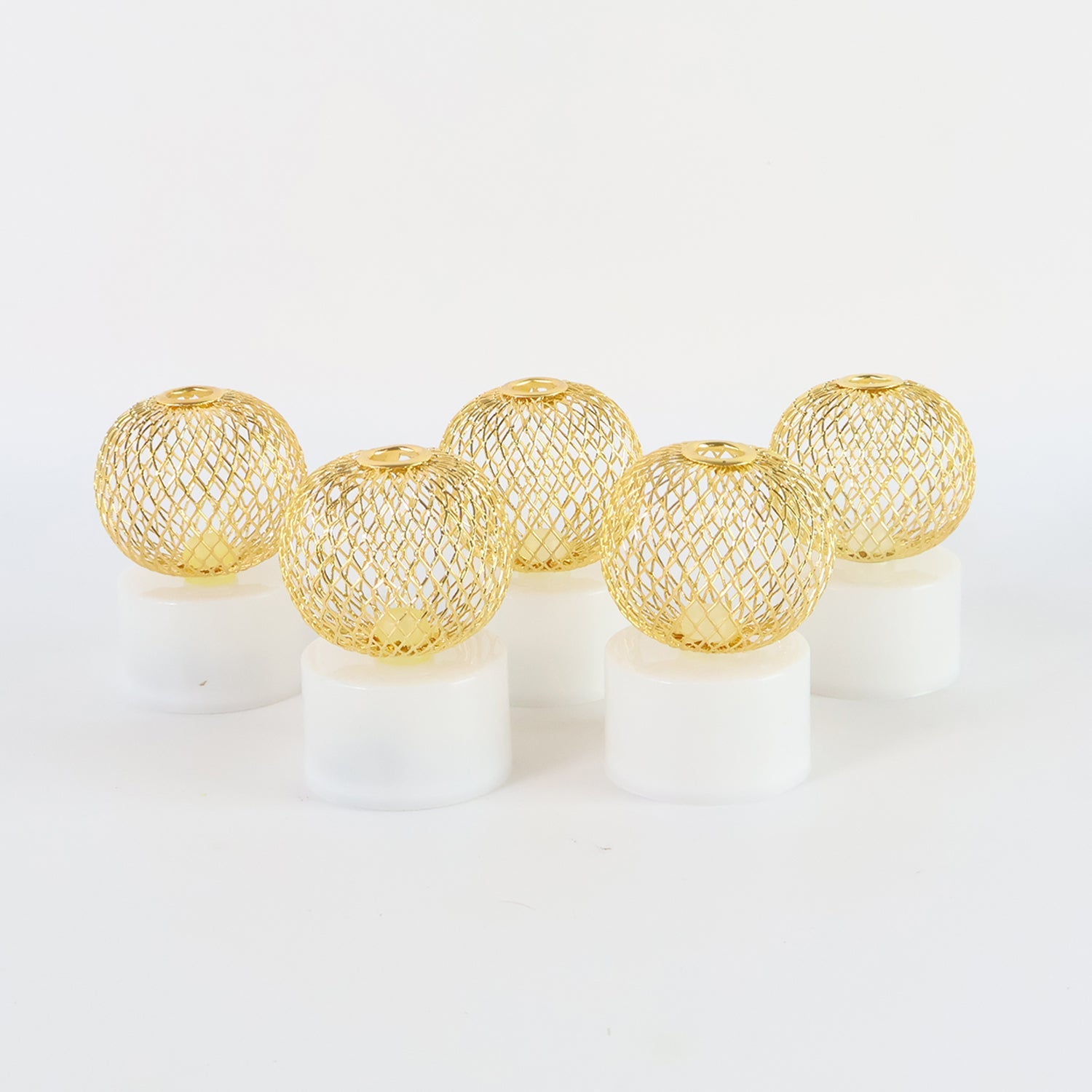 LED Ball Shaped Decorative Light with Mesh Cover (5 Pc / Set)