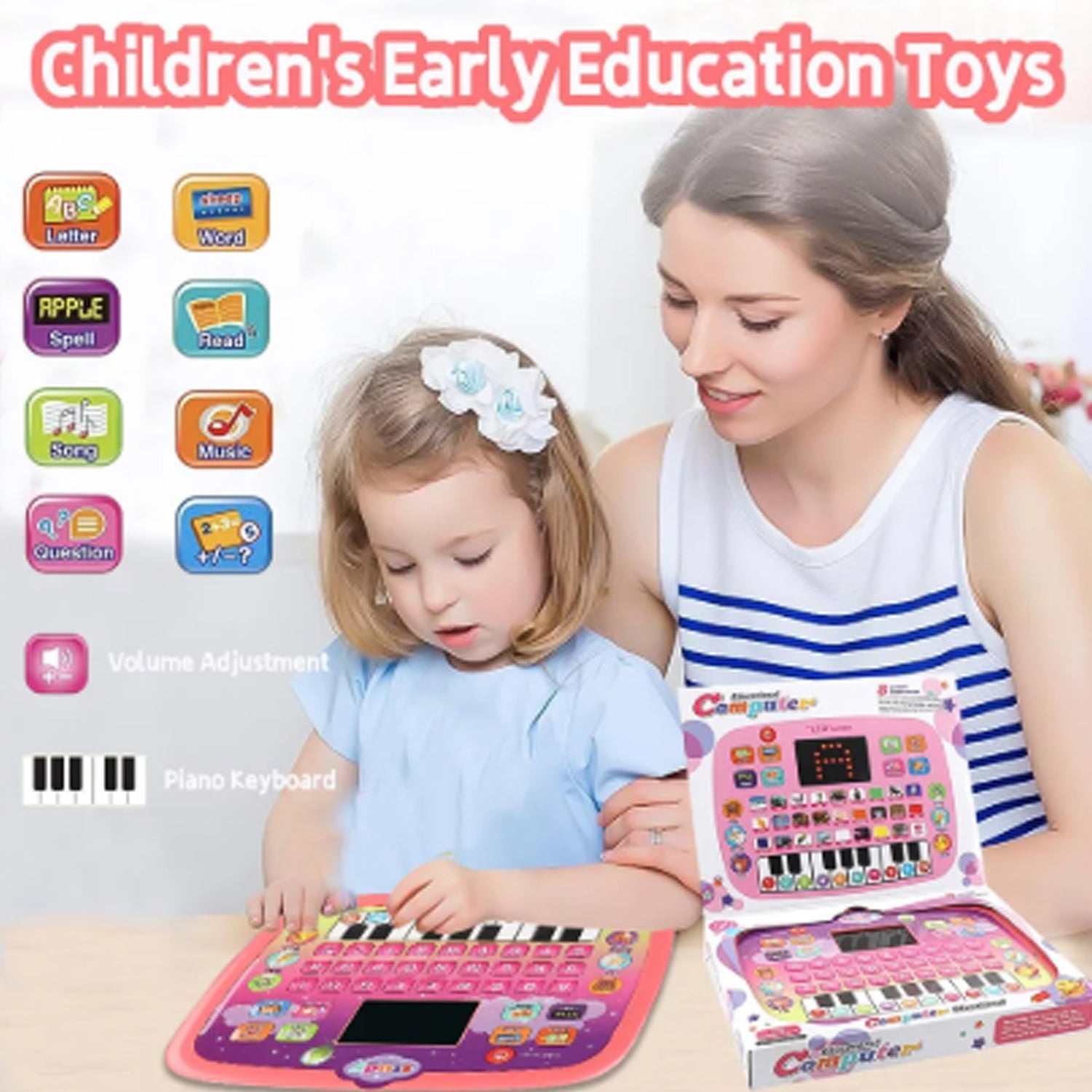 Learning Educational Computer Kids Piano Laptop with LED Screen & Music