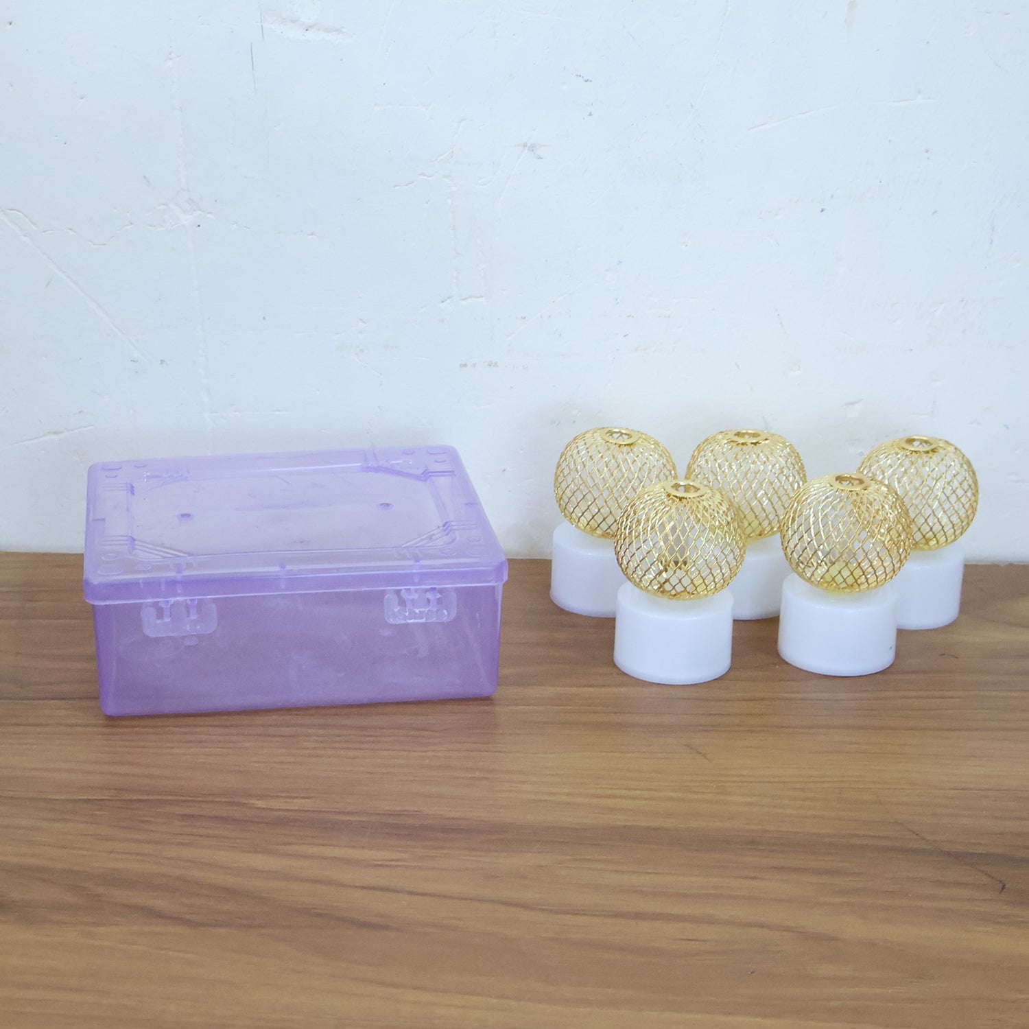 LED Ball Shaped Decorative Light with Mesh Cover (5 Pc / Set)