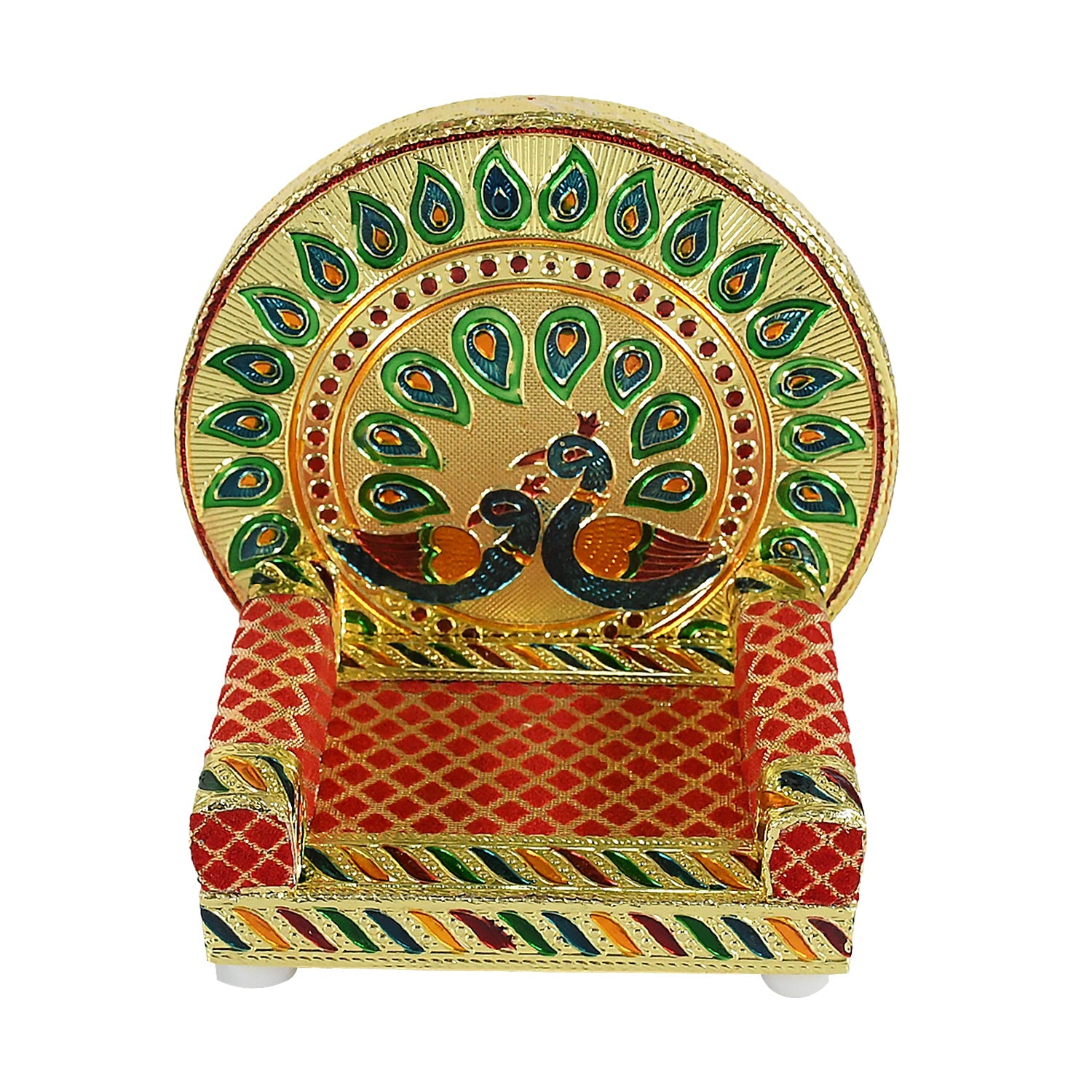 17697 Meenakari Work Laddu Gopal Singhasan for Pooja Mandir Wooden Krishna Ladoo Bal Gopal Sofa Asan, Home Decorative Premium Look Decorative Singhasan Suitable For Home, Office, Restaurant (2 Pc Set)