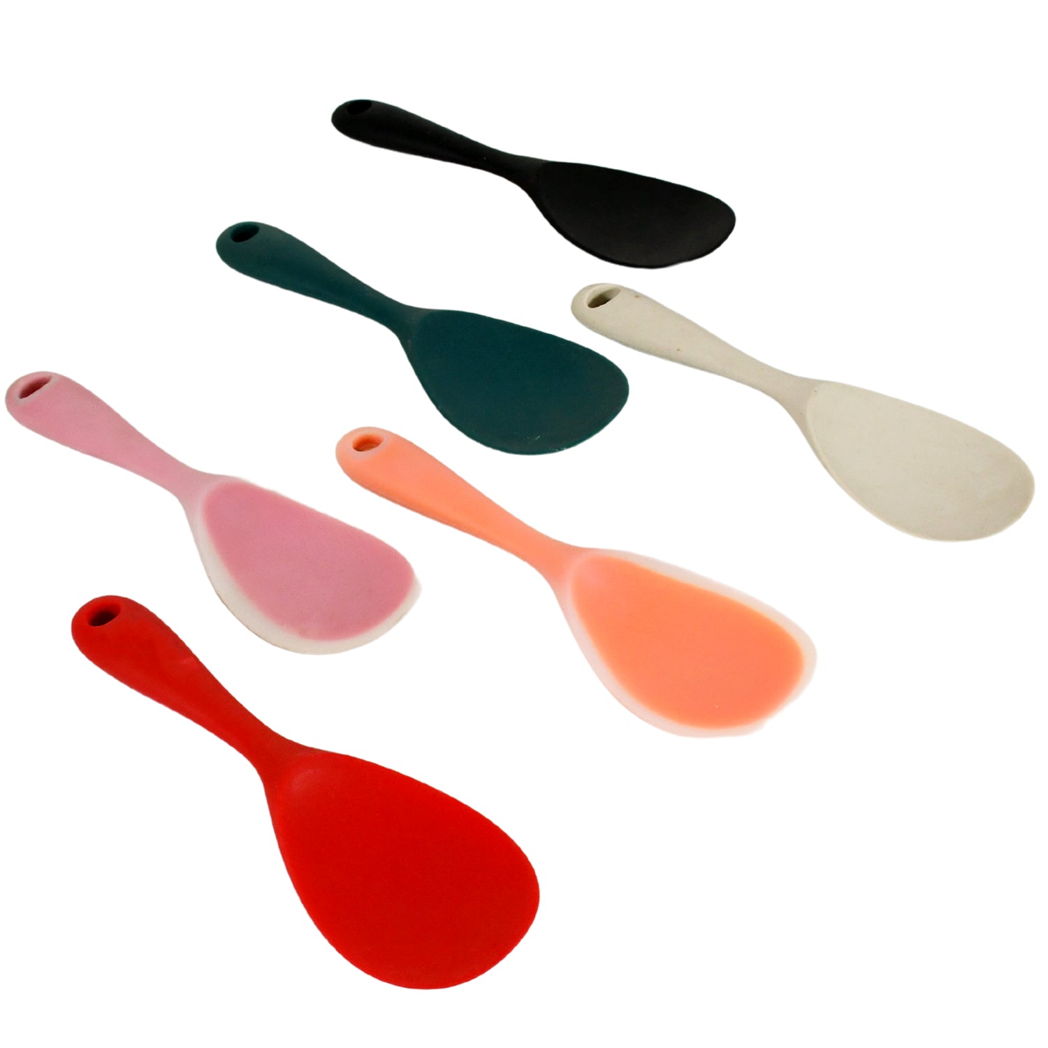 5620 Silicone Rice Paddle Spoon Non Stick Rice Spoon Heat-Resistant Kitchen Gadge Rice Spoon with Hanging Hole Perfect for Rice Mashed Potato (6 pcs set / 22 cm)