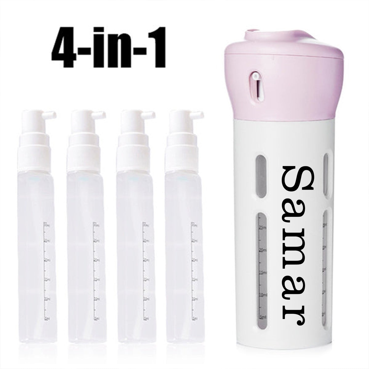 1384 4 in 1 Travel Dispenser Bottle Set Travel Refillable Cosmetic Containers Set DeoDap