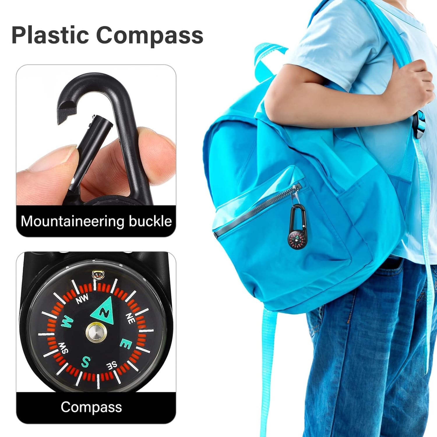 Clip Snap Hook Mini Compass (1 Pc /  (1 Pc / Mix Design)