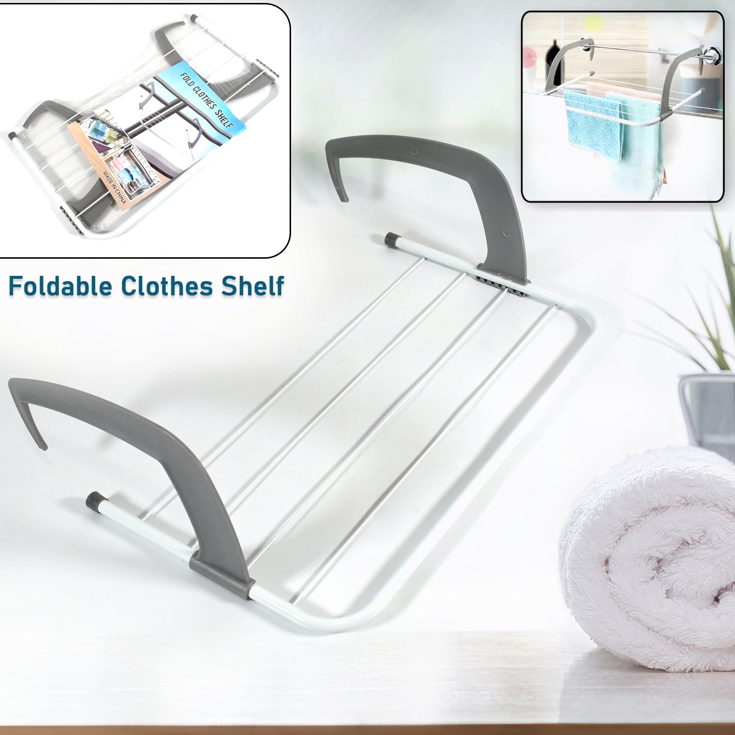 0333 Metal Steel Folding Drying Rack for Clothes Balcony Laundry Hanger for Small Clothes Drying Hanger Metal Clothes Drying Stand, Socks and Plant Storage Holder Outdoor / Indoor Clothes-Towel Drying Rack Hanging on The Door Bathroom