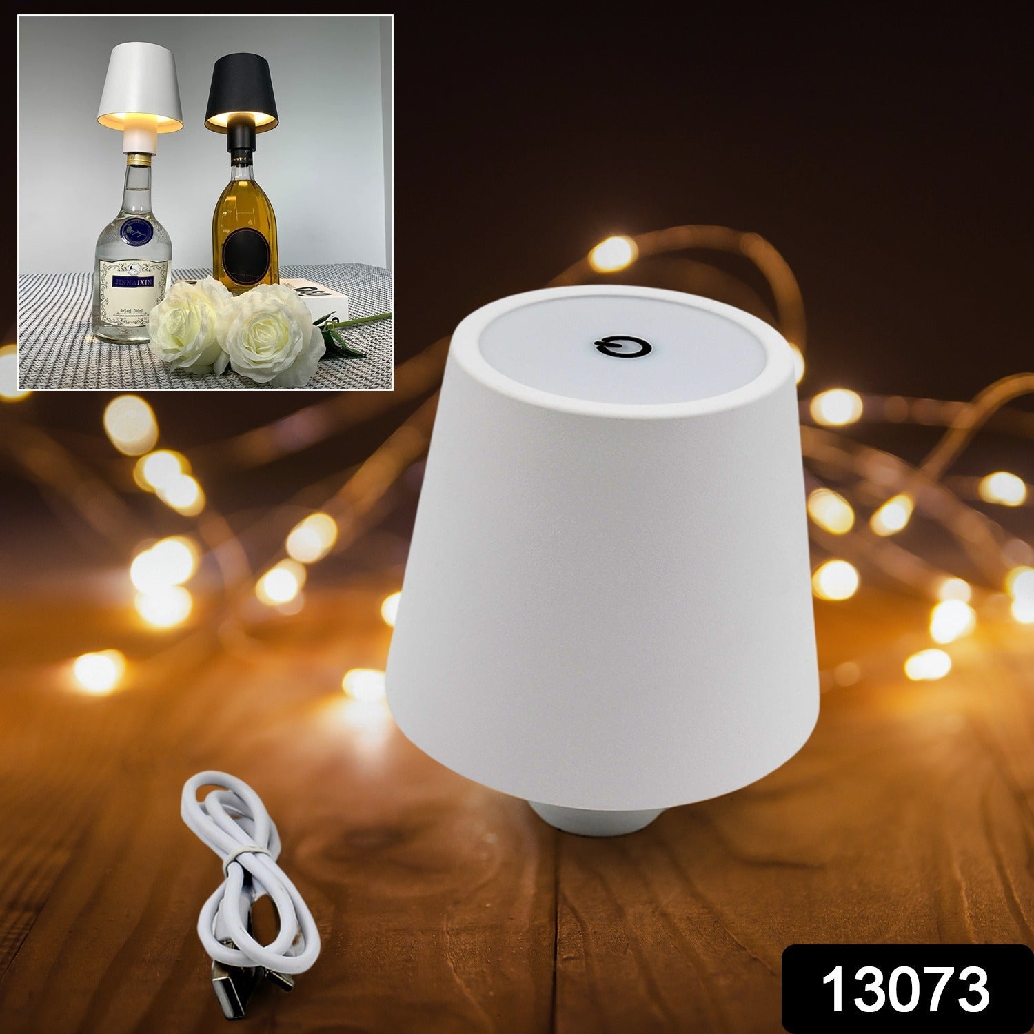 13073 LED Dimmable Bottle Lamp 3 Color Temperature, Wireless Table Lamp for Indoor and Outdoor, USB Rechargeable Bottle Lamp for Family, Restaurant & Bar (1 Pc)