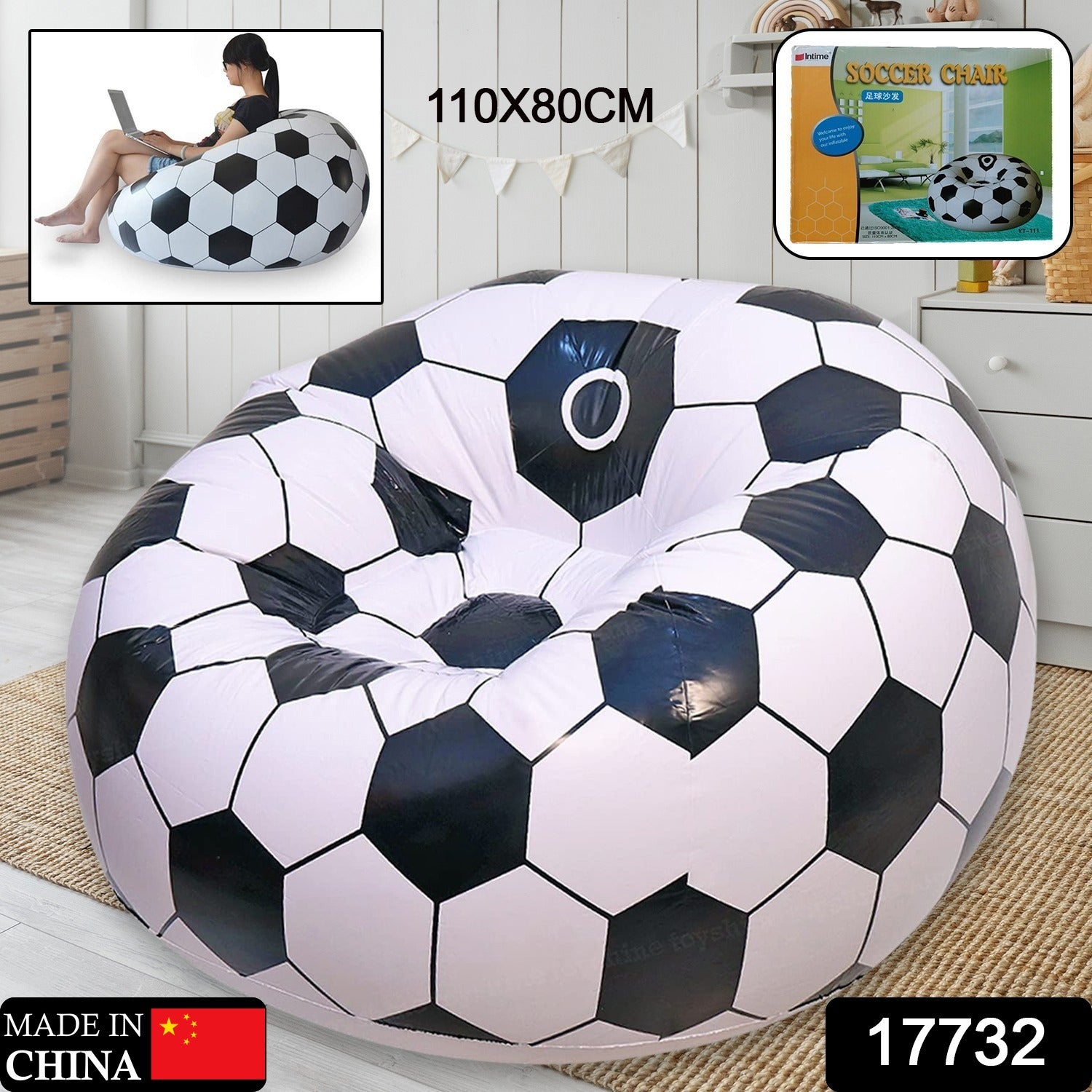 Inflatable Sofa Balloon Bag Chair Foldable Sofa, Cartoon Style