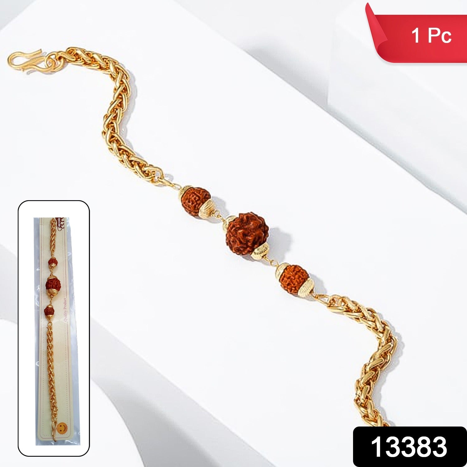 Golden Rudraksha Rakhi Bracelet (1 Pc)