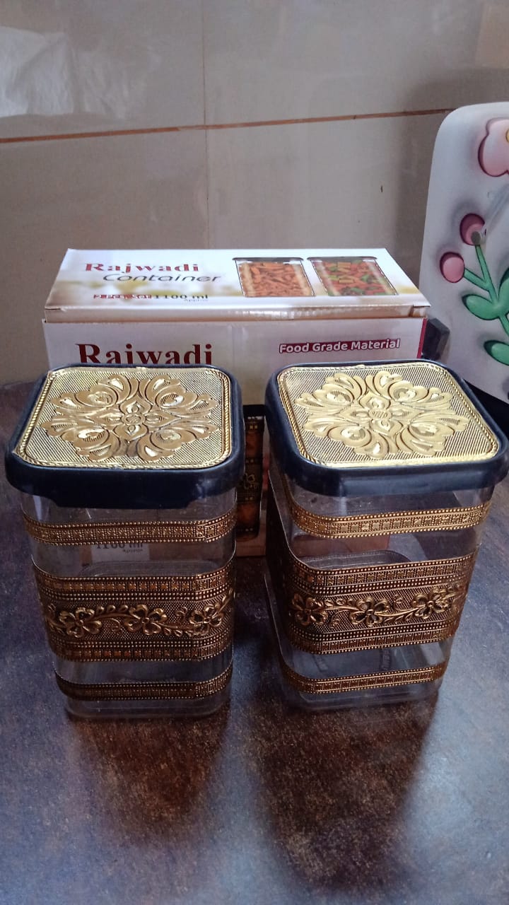 Plastic Rajwadi Container 2pcs set 1100ml