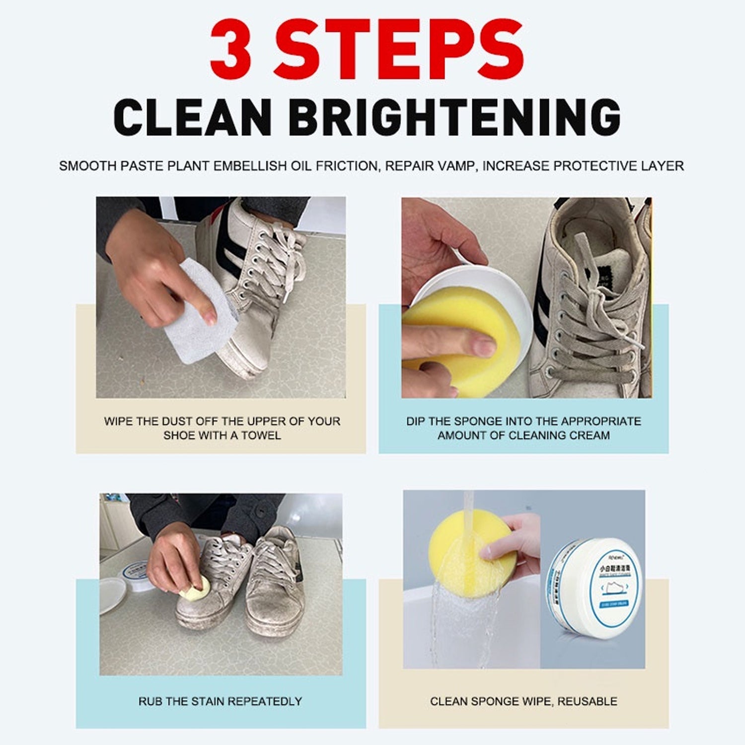 17828 Stain Remover Cleansing Cream for Shoe Polish Sneaker Cleaning Kit Shoe Eraser Stain Remover White Rubber Sole Shoe Cleaner White Shoe Cleaning Cream Stain Remover (120 Gm Approx)