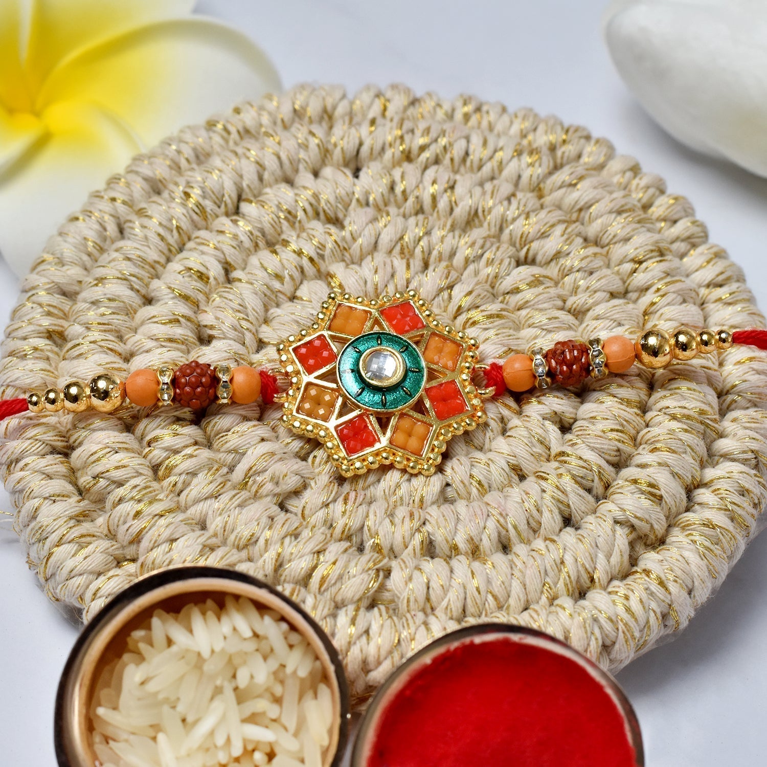 Gold-Tone Rakhi with Intricate Design