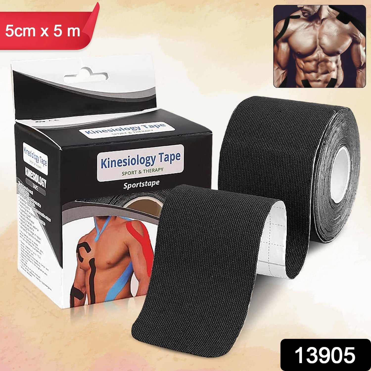 Kinesiology Tape For Physiotherapy Tape For Sports Injury Pain Relief (5 cm X 5m / 1 Pc)