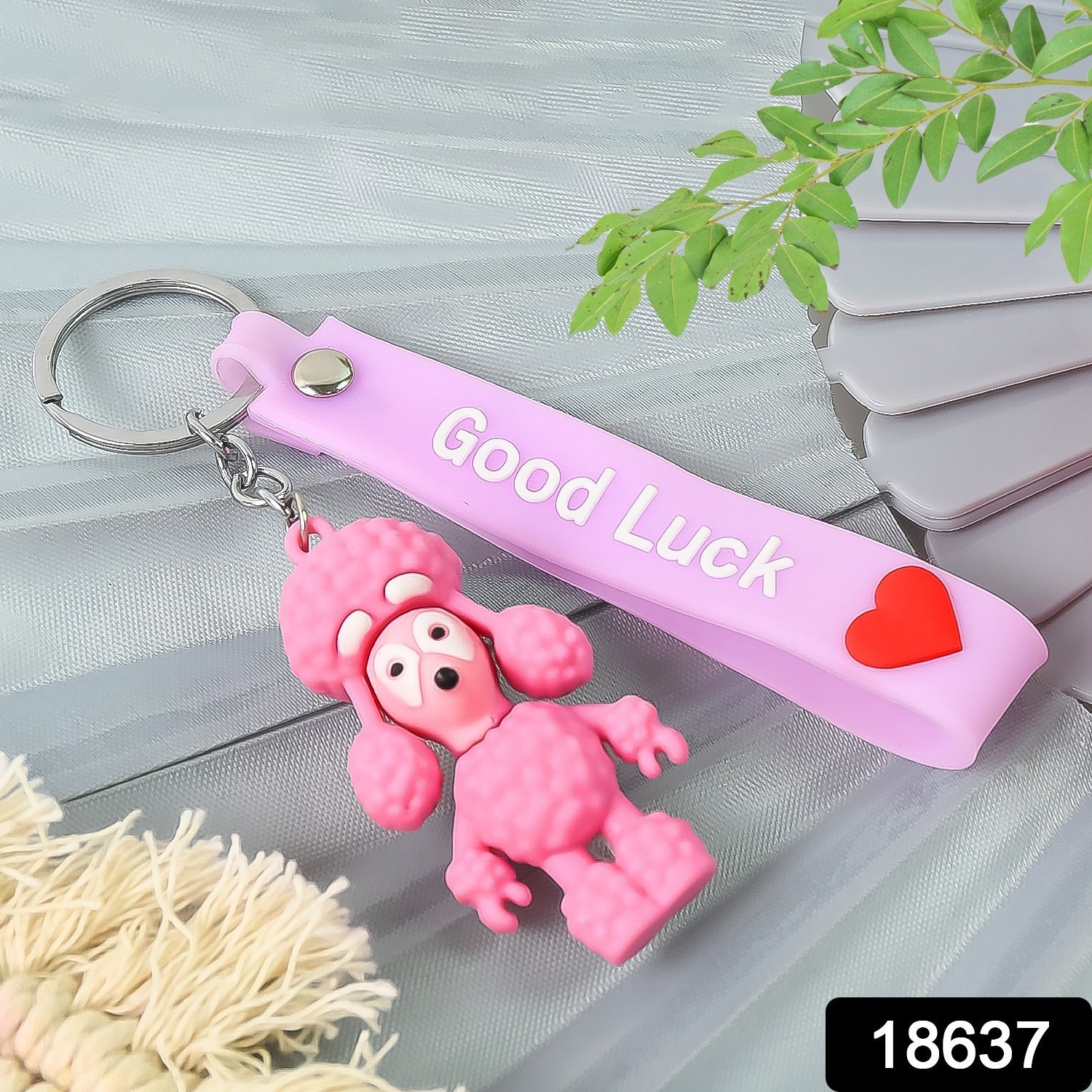 Cute Cartoon Silicone 3D Key Chain with Metal Hook & Strap (Pack of 1)