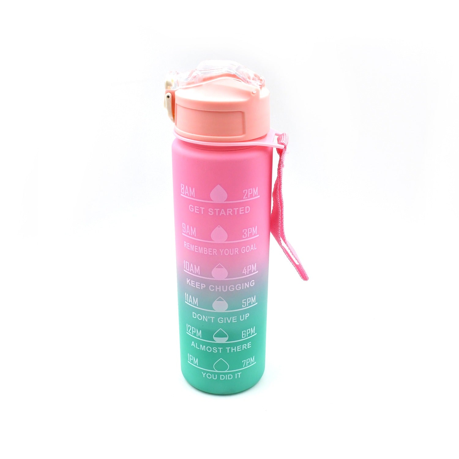 Motivational Water Bottle with Straw & Time Marker