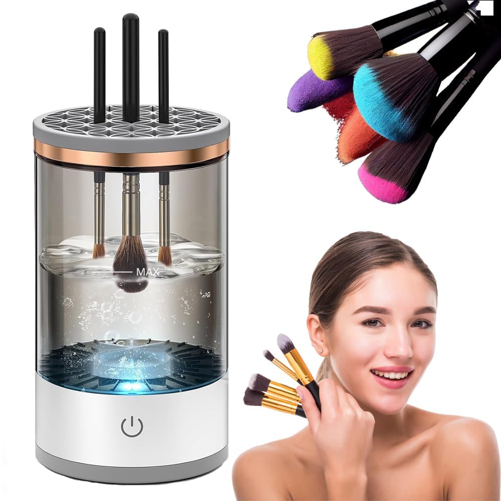 SkyShopy Electric Makeup Brush Cleaner,USB Automatic Cosmetic Brush Cleaner,Upgraded Electric Makeup Brush Cleaner for All Size Beauty Makeup Brushes,Auto-Rotating Brush Cleaner Deep Cleaning