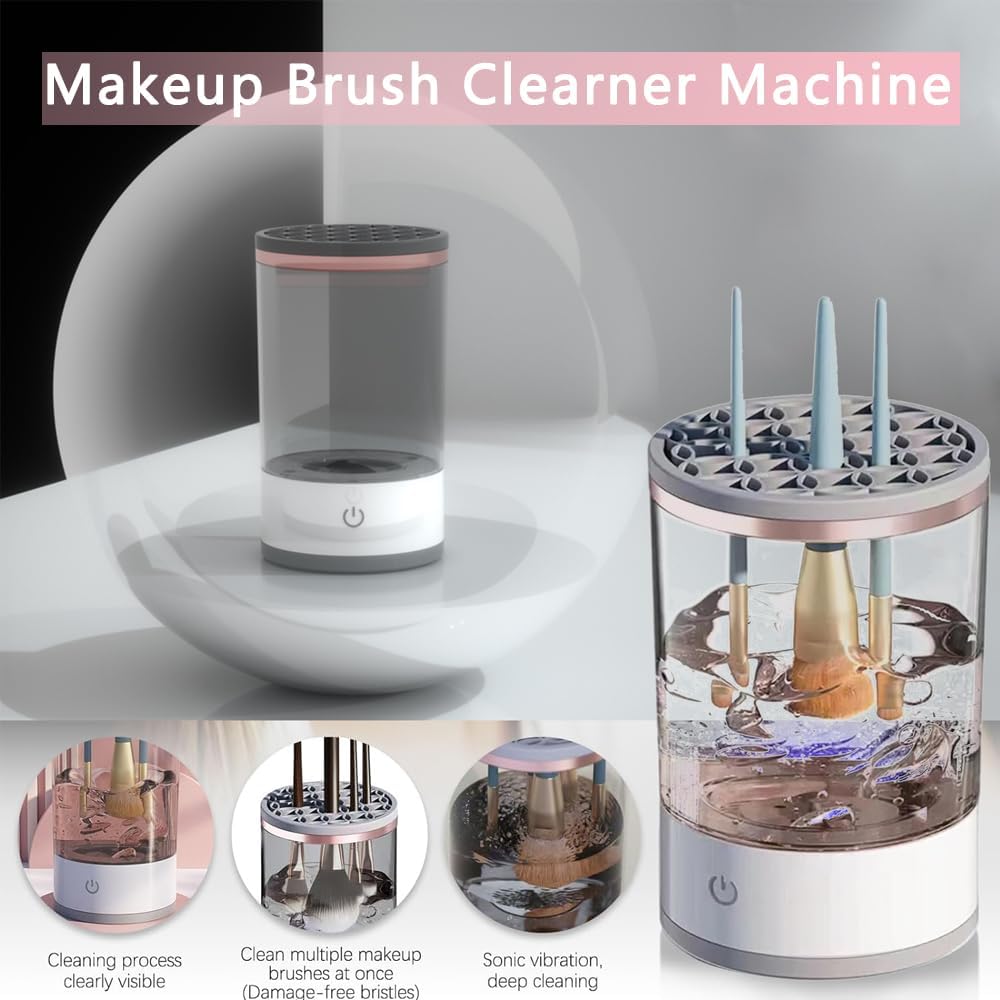 SkyShopy Electric Makeup Brush Cleaner,USB Automatic Cosmetic Brush Cleaner,Upgraded Electric Makeup Brush Cleaner for All Size Beauty Makeup Brushes,Auto-Rotating Brush Cleaner Deep Cleaning