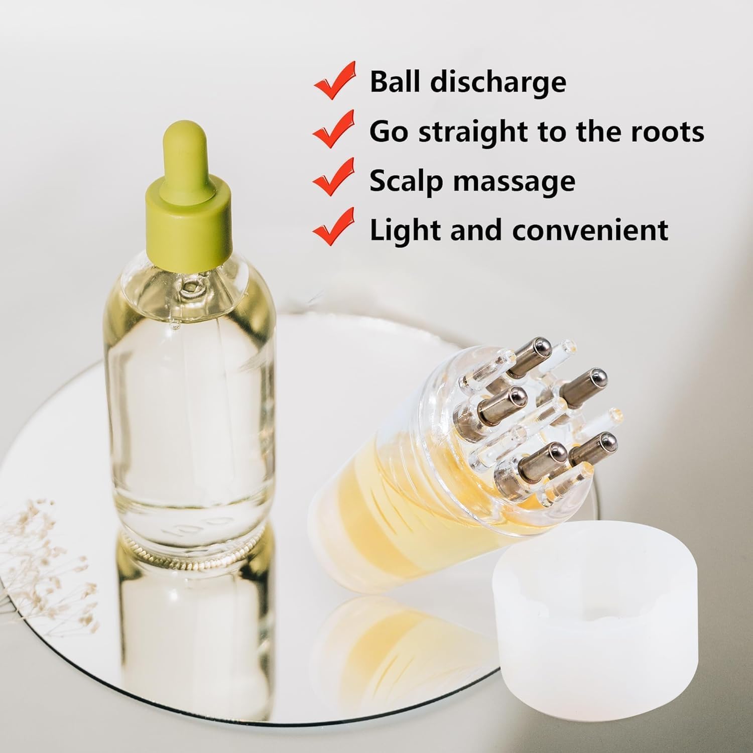 SkyShopy Hair Oil applicator, Scalp Applicator Comb, Ball Root Comb applicator Bottle Scalp Massager Hair Growth， Hair Massager for Hair Growth, Ball Hair Oil Applicator Bottle