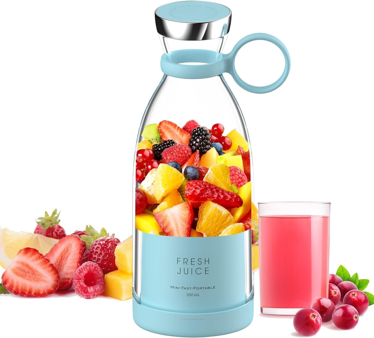 SkyShopy Portable Blender, USB Rechargeable Mini Juicer Blender, Electric Juicer Bottle Blender Grinder Mixer, Personal Size Blender for Juices, Shakes and Smoothies, Fruit Juicer Machine