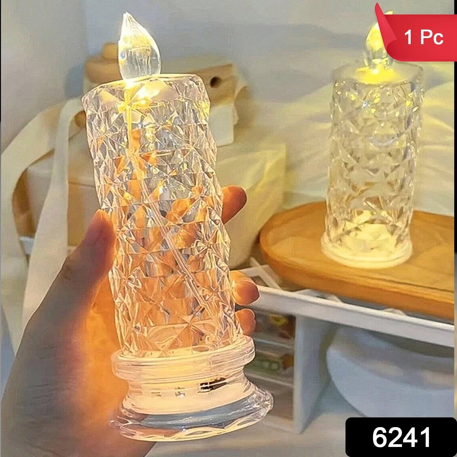 Rose Candles for Home Decoration, Crystal Candle Lights, Diwali