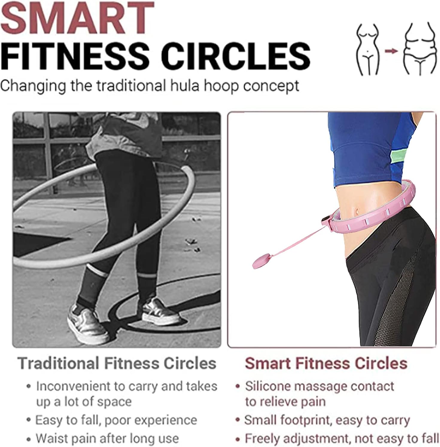 Fitness Adjustable Detachable Fitness Hula Hoop Ring Smart Round Count & Weight Loss Gym Equipment Exercise Smart Hula Hoops