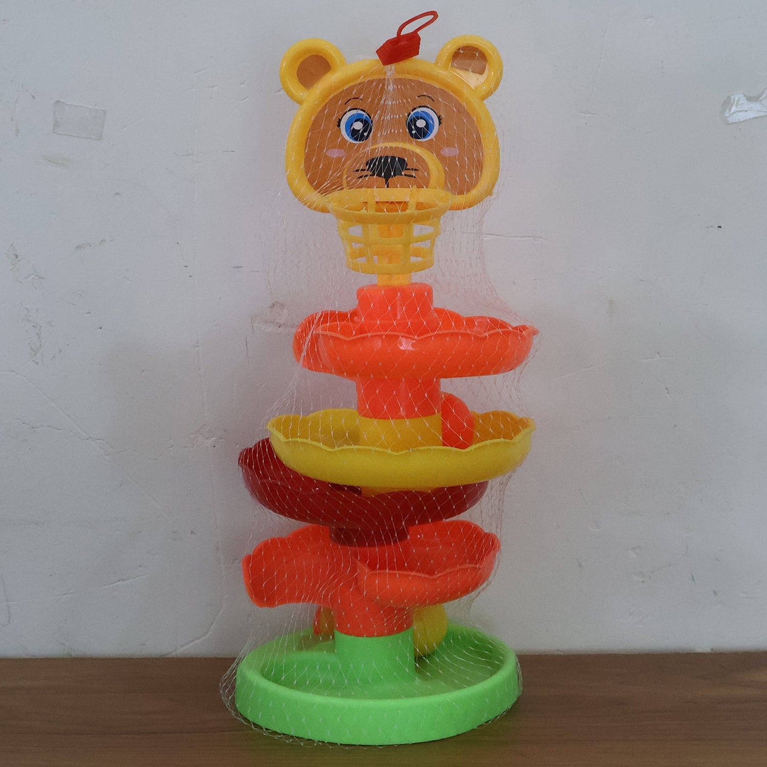 Colorful Bear Face Rolling Ball Drop Tower Toy Set