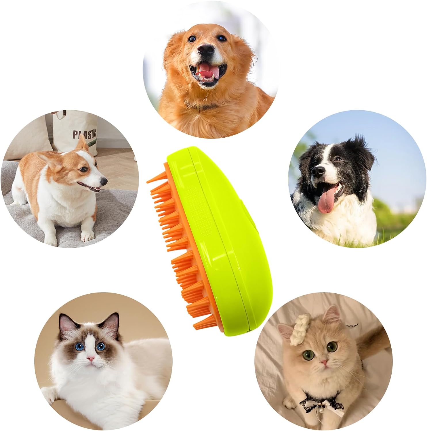 12918 3 In1 Cat Steamy Brush, Self Cleaning Steam Cat Brush Cat Steamer Brush for Massage Cat Grooming Brush Pet Hair Removal Comb for Cat and Dog, for Removing Tangled and Loose Hair