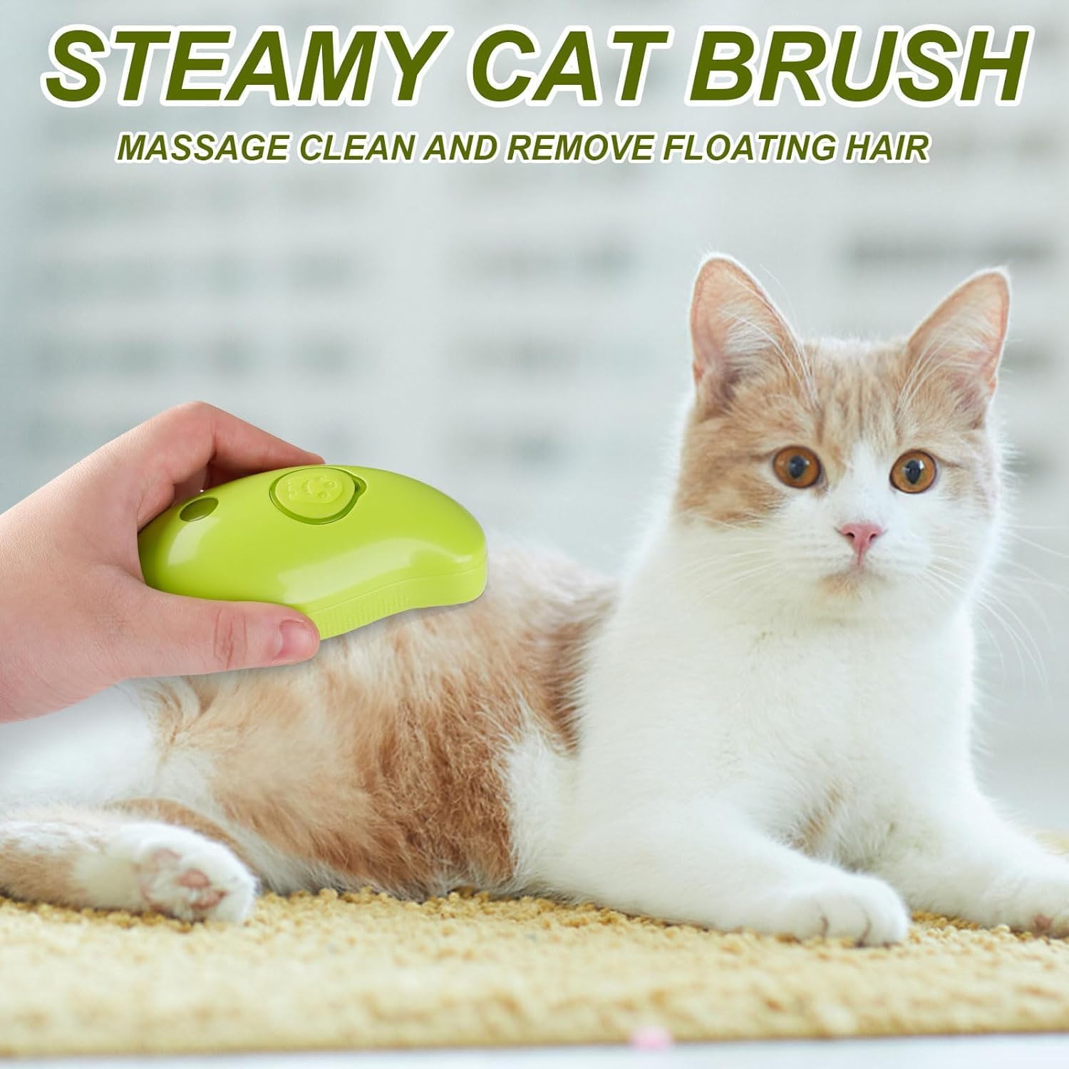 SkyShopy Cat Steam Brush, 3 in 1 Cat Steamy Brush Cleanser, Silicone Massage Grooming Brush, Pet Hair Cleaning Brush Comb for Cats Dogs (Mango Yellow)