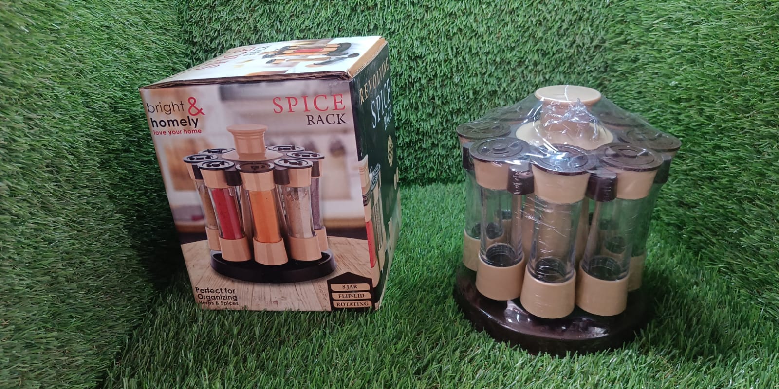 Revolving Spice Rack, 8 Spice jars with 120 ml, Condiment Set