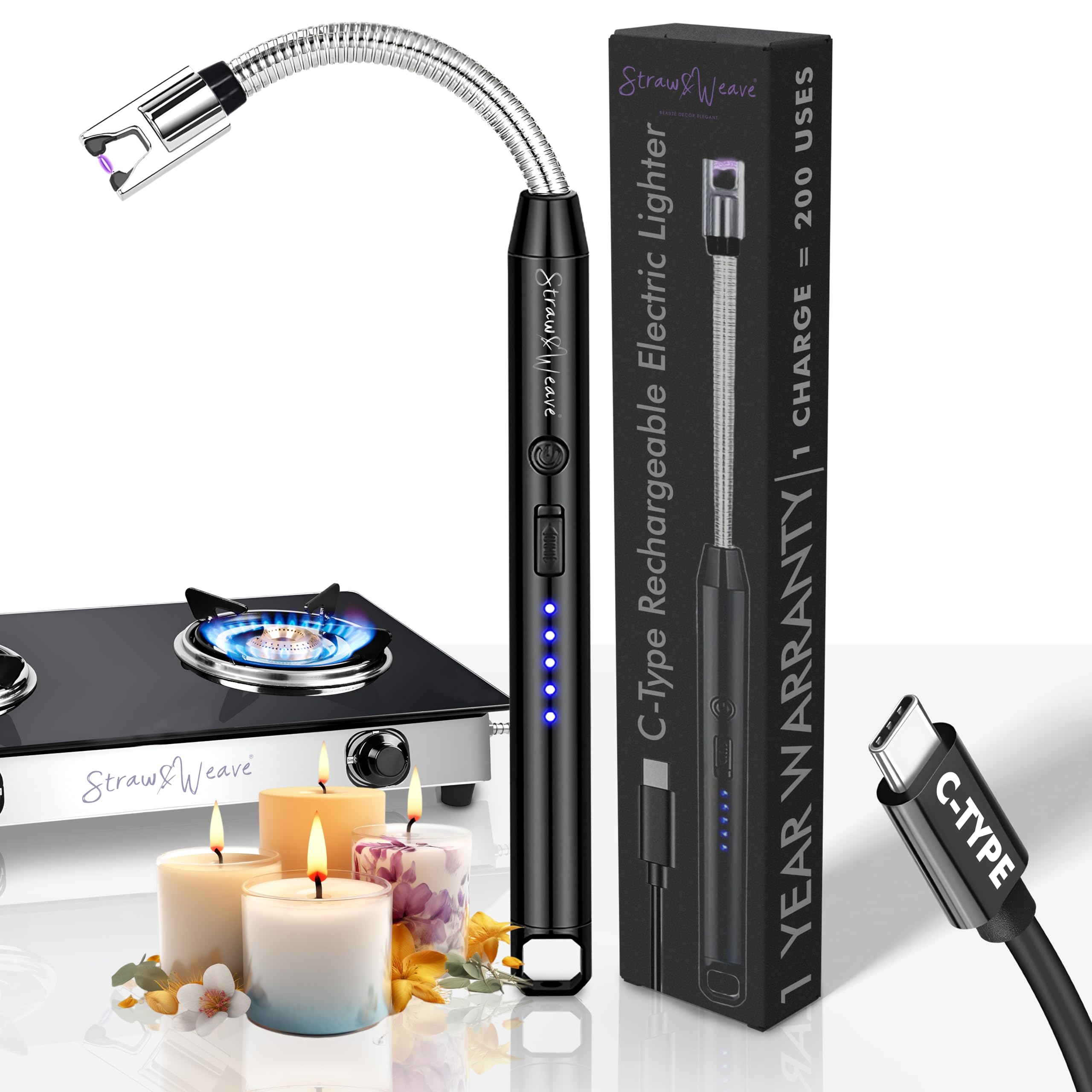 Rechargeable Electric Gas Lighter for Kitchen, Lighter for Gas Stove ...