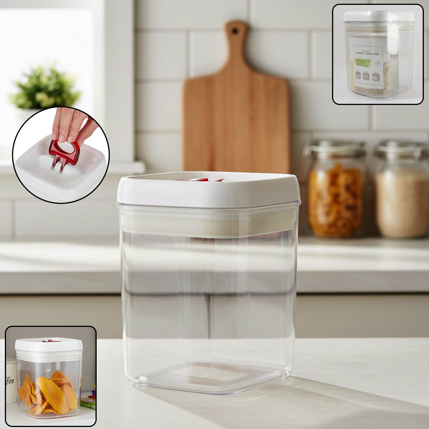 Airtight Lock & Seal Transparent Kitchen Storage Container (1100 ML ...