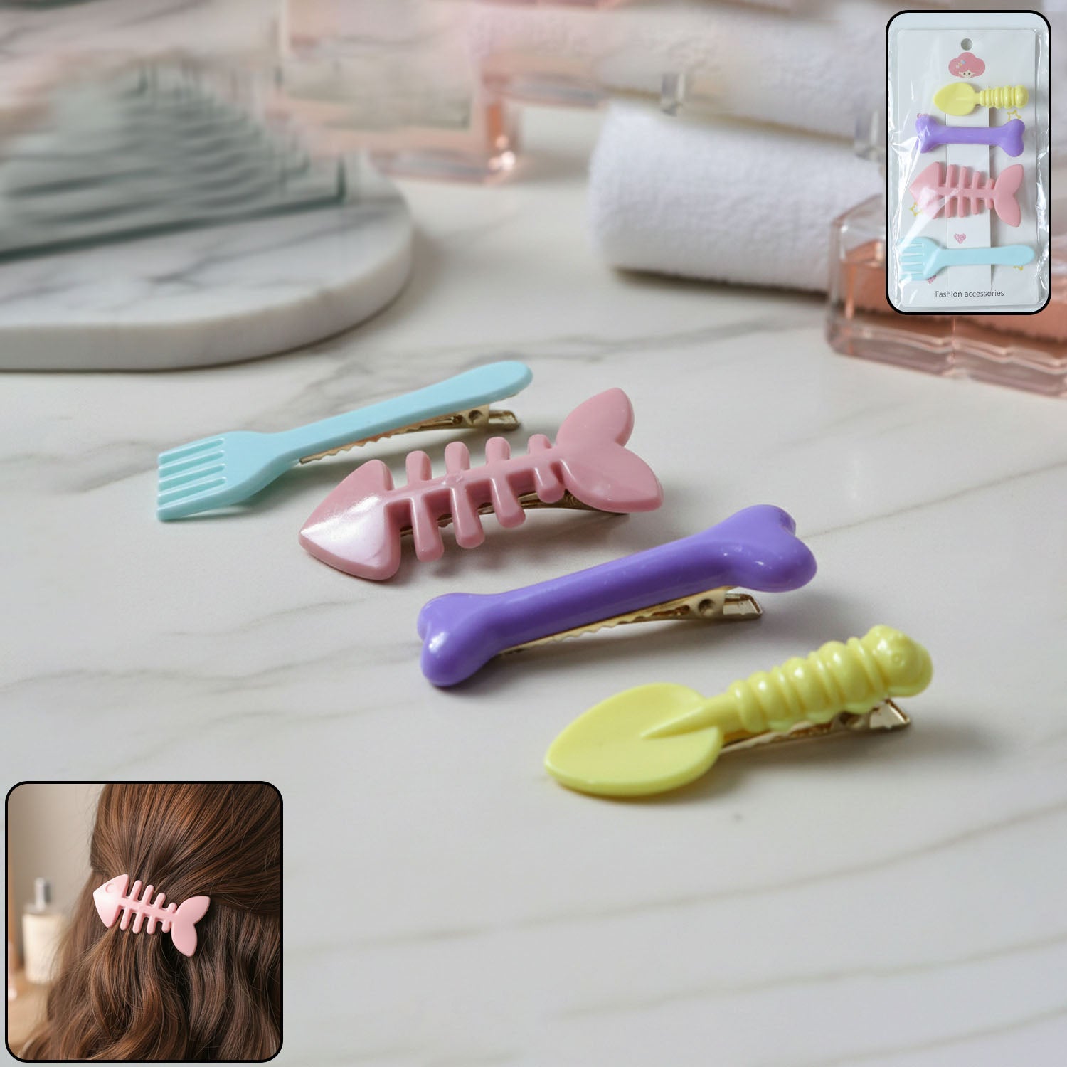 Cute Cartoon Shape Hair Clips (4 Pc) – Sky Shopy