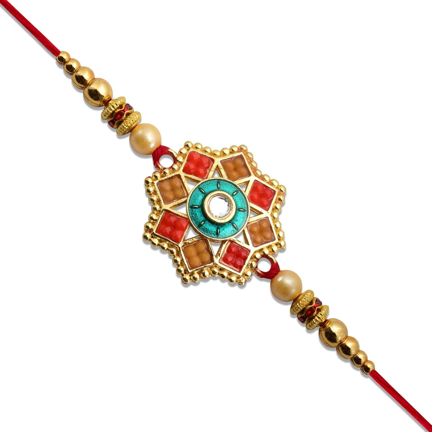 Gold-Tone Rakhi with Intricate Design