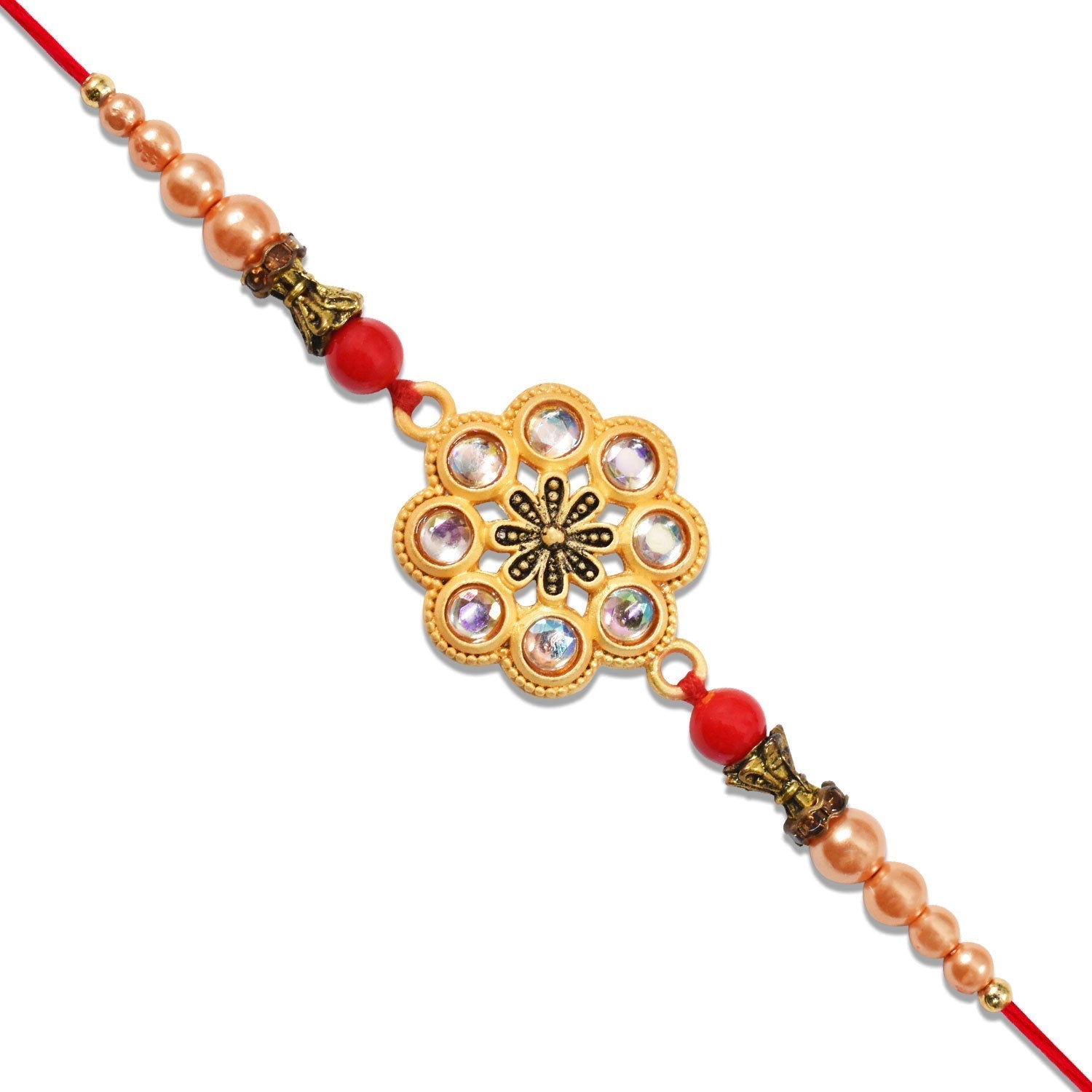 Flower shaded and Diamond molded Rakhi