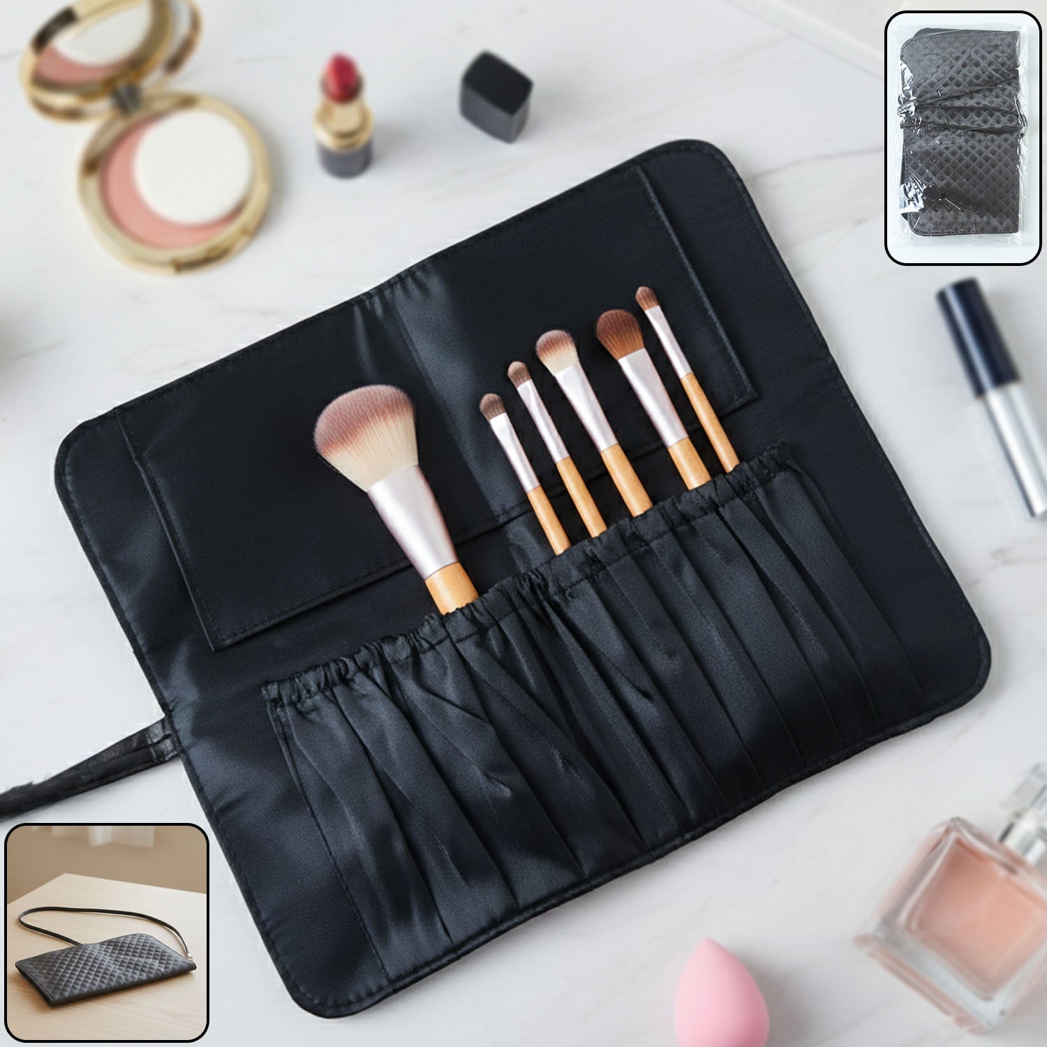 Premium Foldable Makeup Brush Organizer Bag (1 Pc) – Sky Shopy