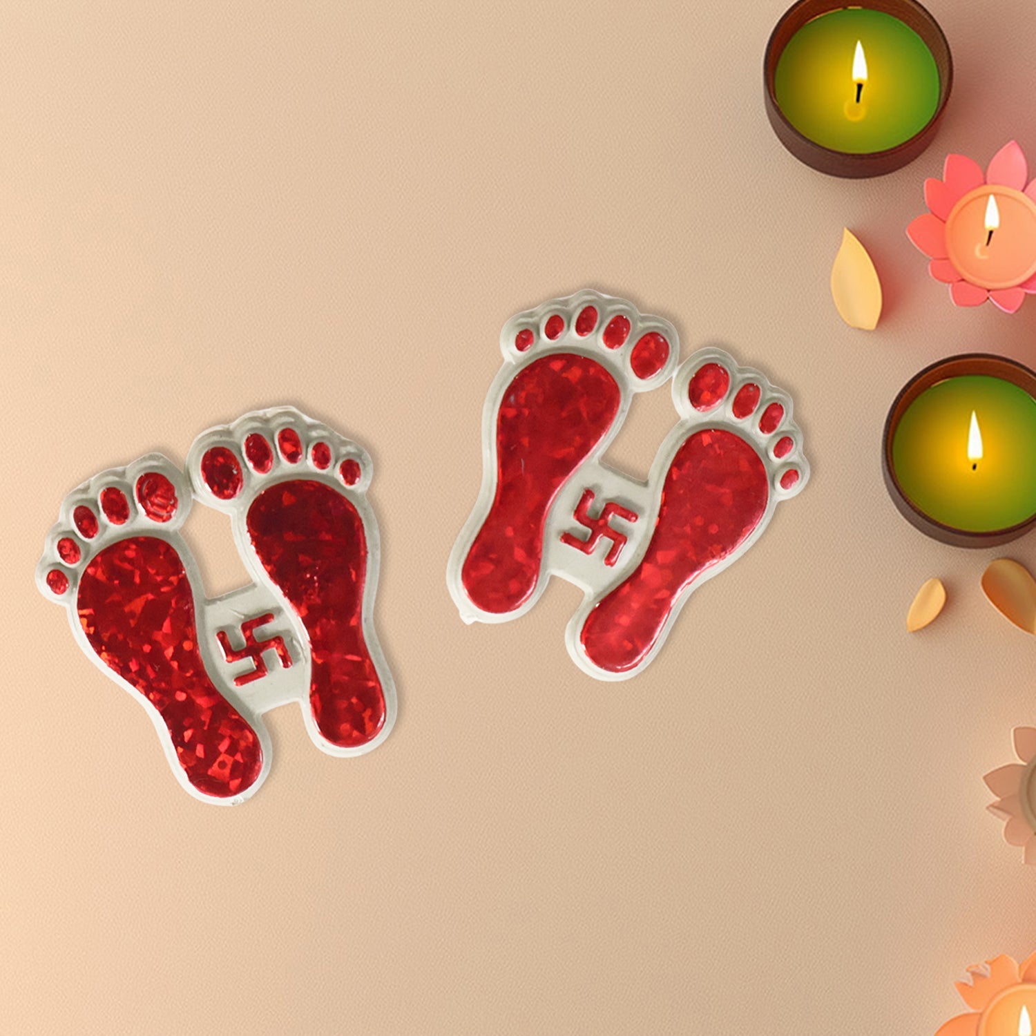 Decorative Goddess Laxmi Footprint Sticker - (Set)