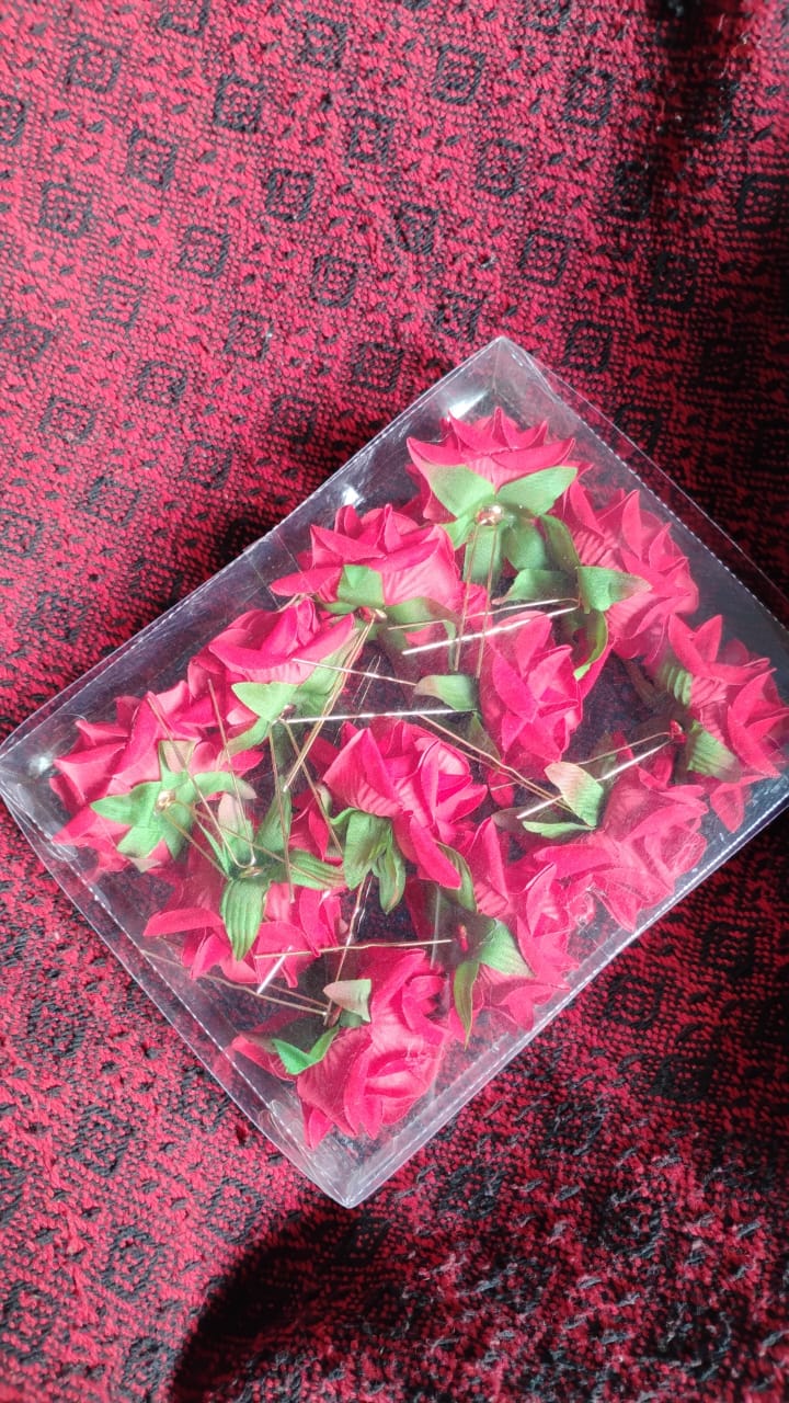 Hair Clip Red Rose Bridal Hair Pins Rose (12 Pcs Set)