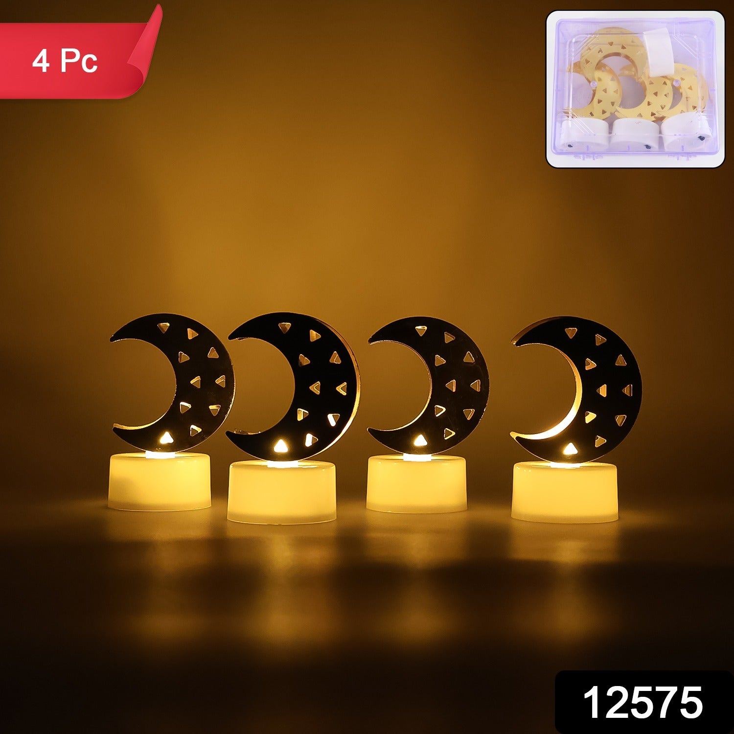 Decorative Moon Shaped Flameless LED Candles (4 Pc)