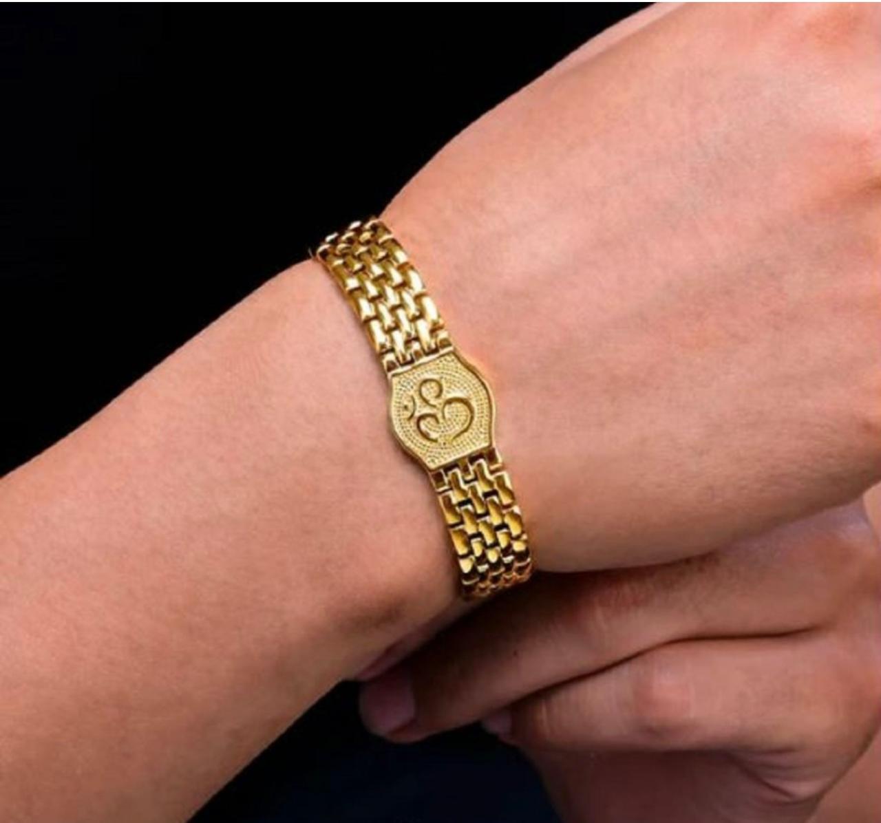 Om Premium Gold Brass Plated Bracelet | Spiritual Jewellery for Men & Women