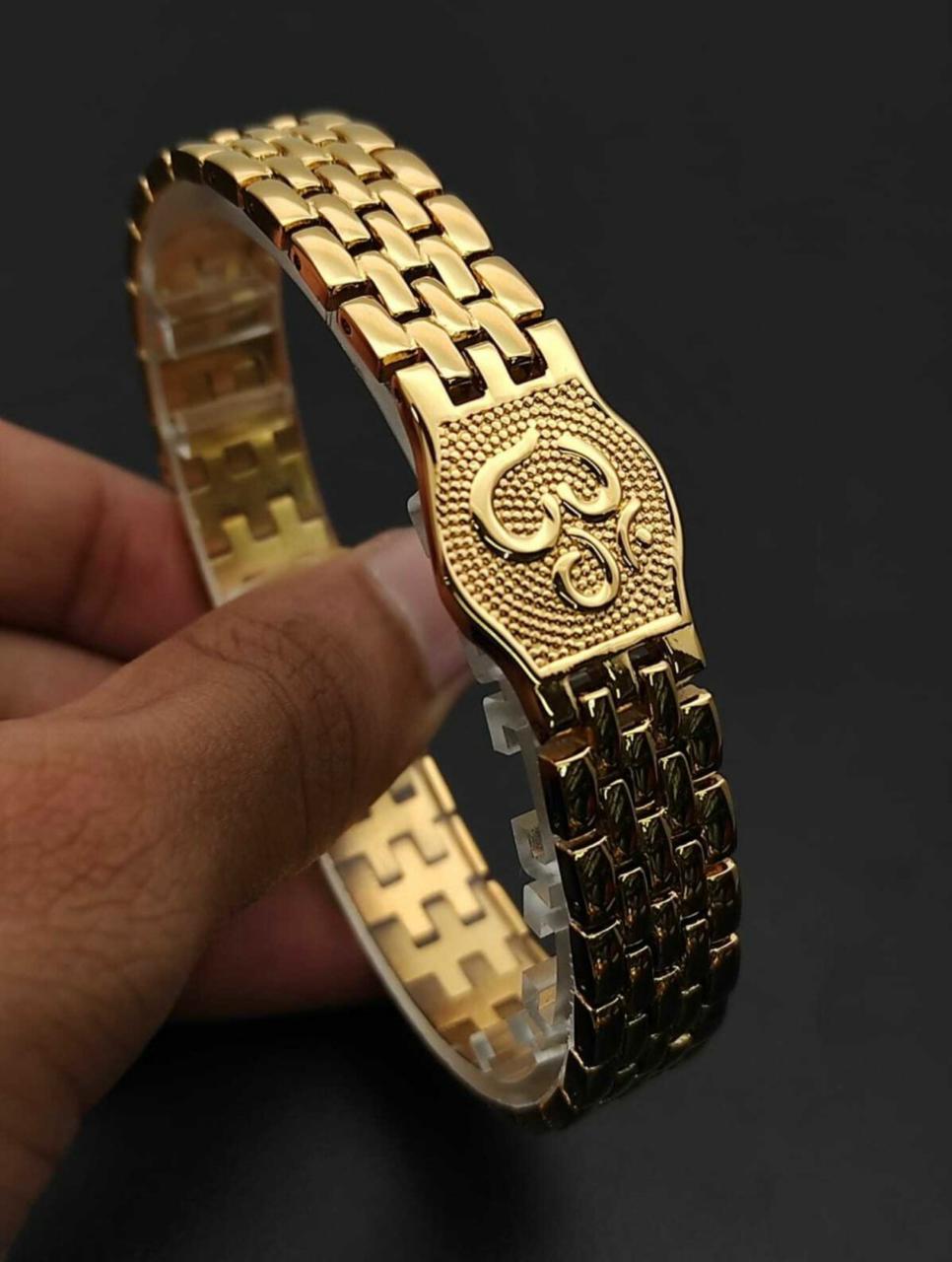 Om Premium Gold Brass Plated Bracelet | Spiritual Jewellery for Men & Women