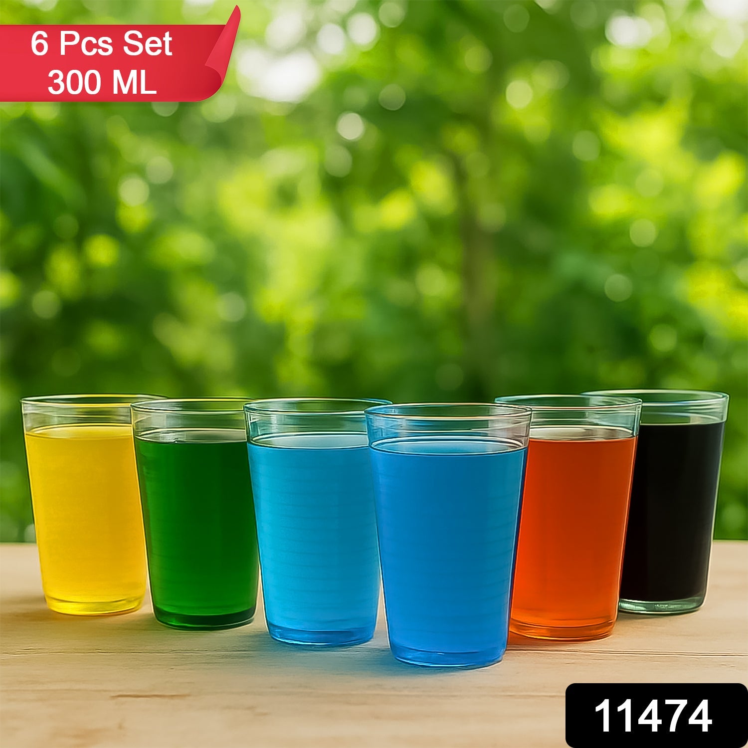 Apex Pyramid Design Unbreakable Plastic Glass – 300 ML