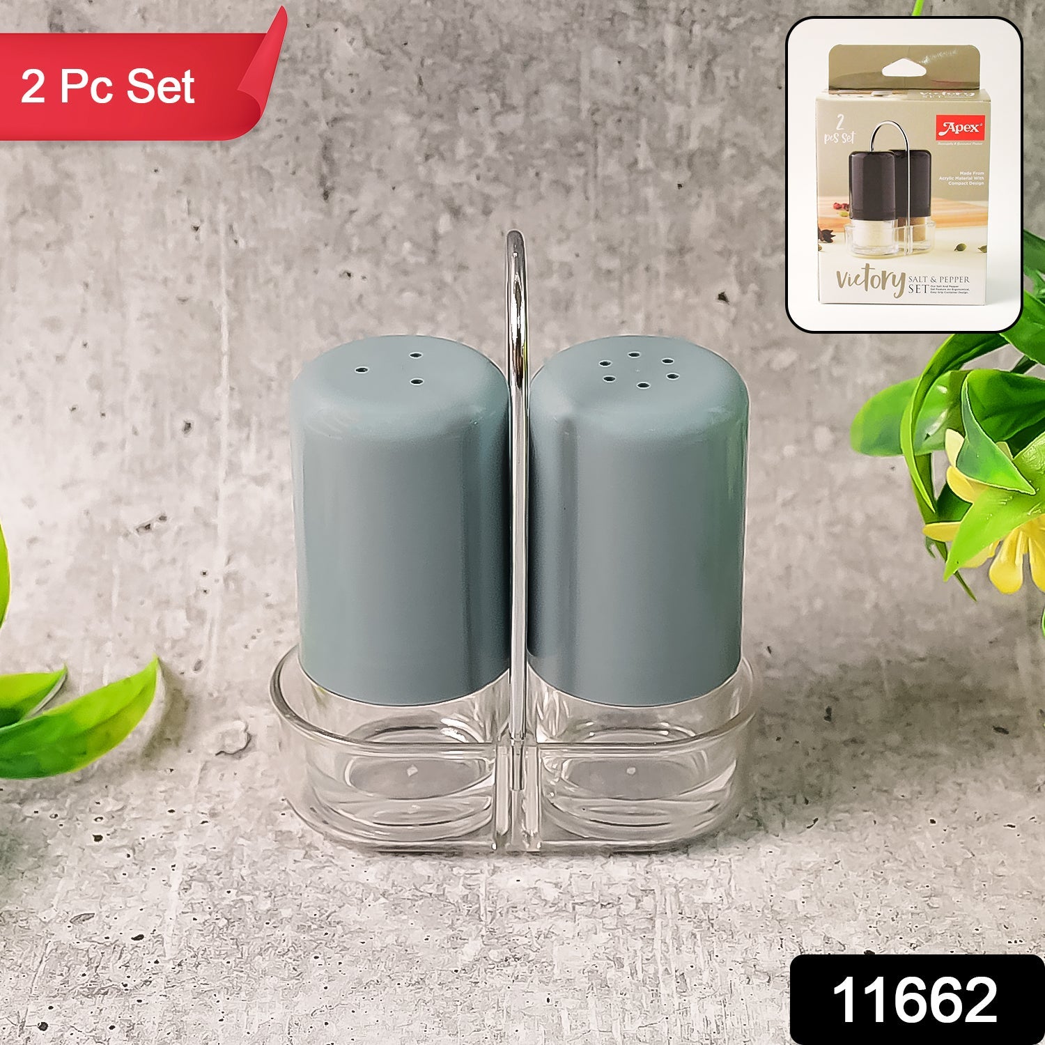 Apex Victory Salt & Pepper Dispenser Set – 2 Pcs Acrylic Seasoning Shaker