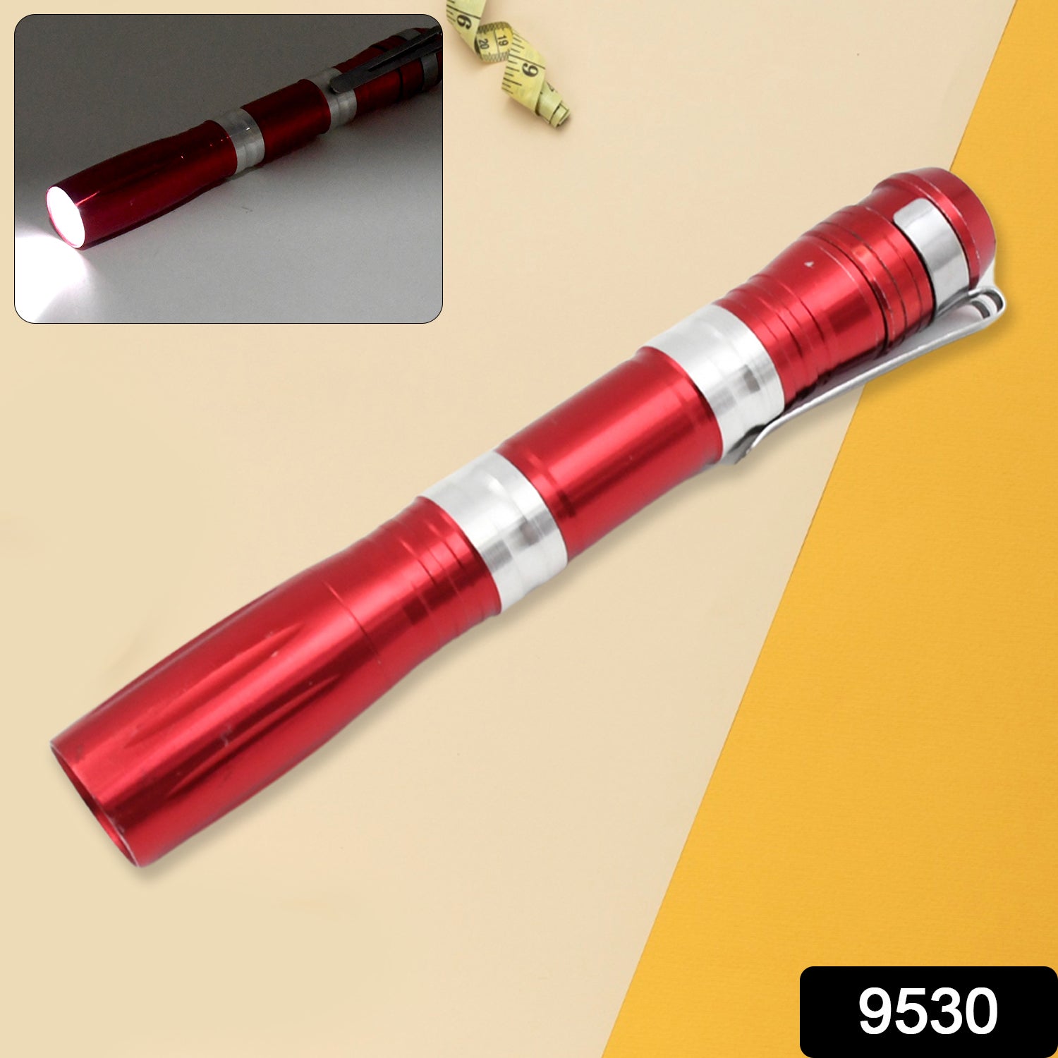 9530 Portable Mini Torch / Flashlight LED Powerful High Lumens Pen Light with Clip, Portable Pocket Compact Torch for Emergency AA Battery operated (1 Pc / Battery not included)