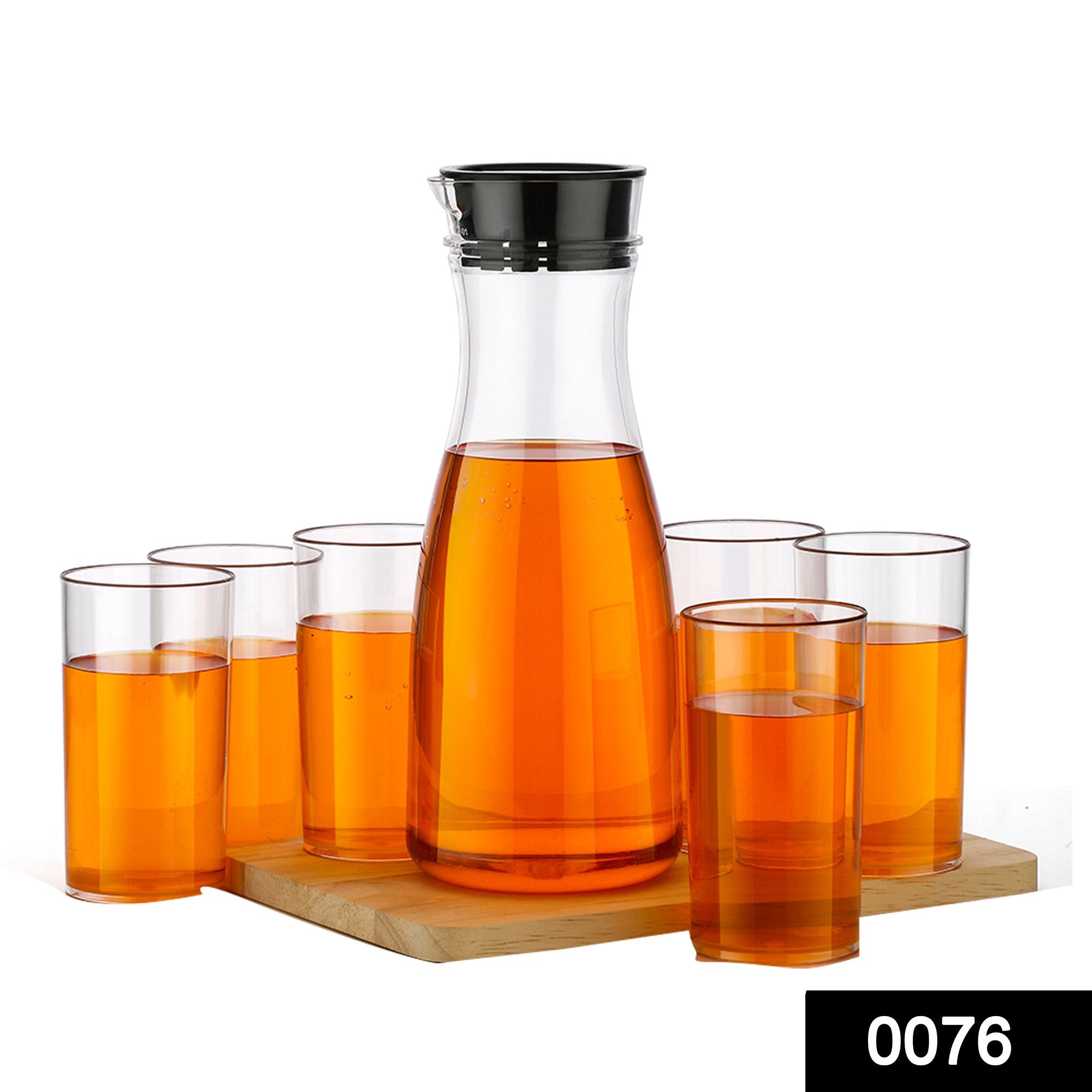 0076_Transparent Unbreakable Water Juicy Jug and 6 Pcs. Glass Combo Set for Dining Table Office Restaurant Pitcher - SkyShopy