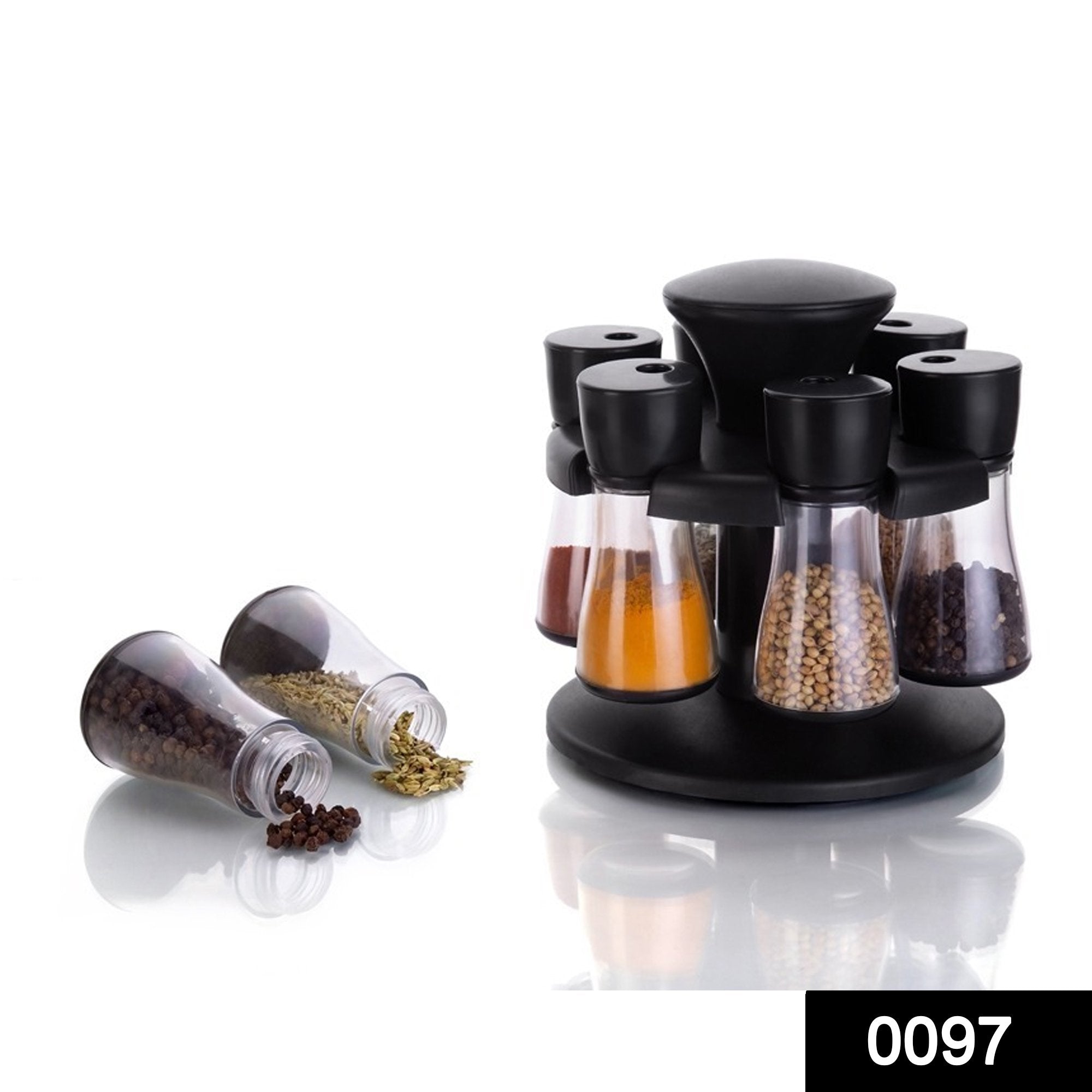 0097 Revolving Plastic Spice Rack Masala Organiser (8 Pcs) - SkyShopy