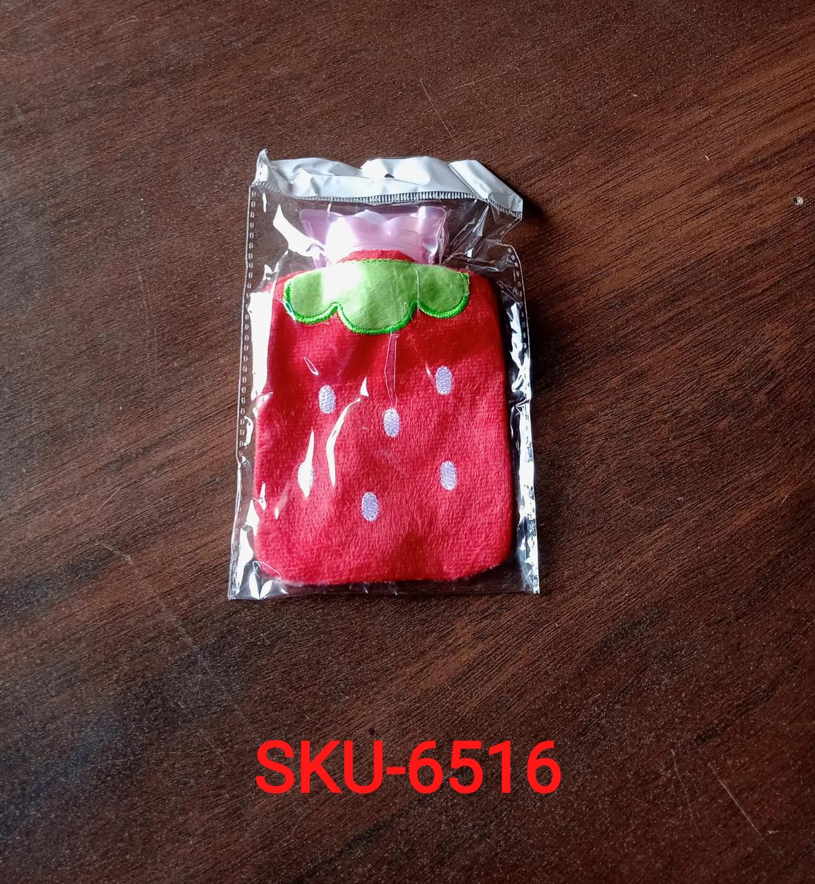 6516 Strawberry small Hot Water Bag with Cover for Pain Relief, Neck, Shoulder Pain and Hand, Feet Warmer, Menstrual Cramps.